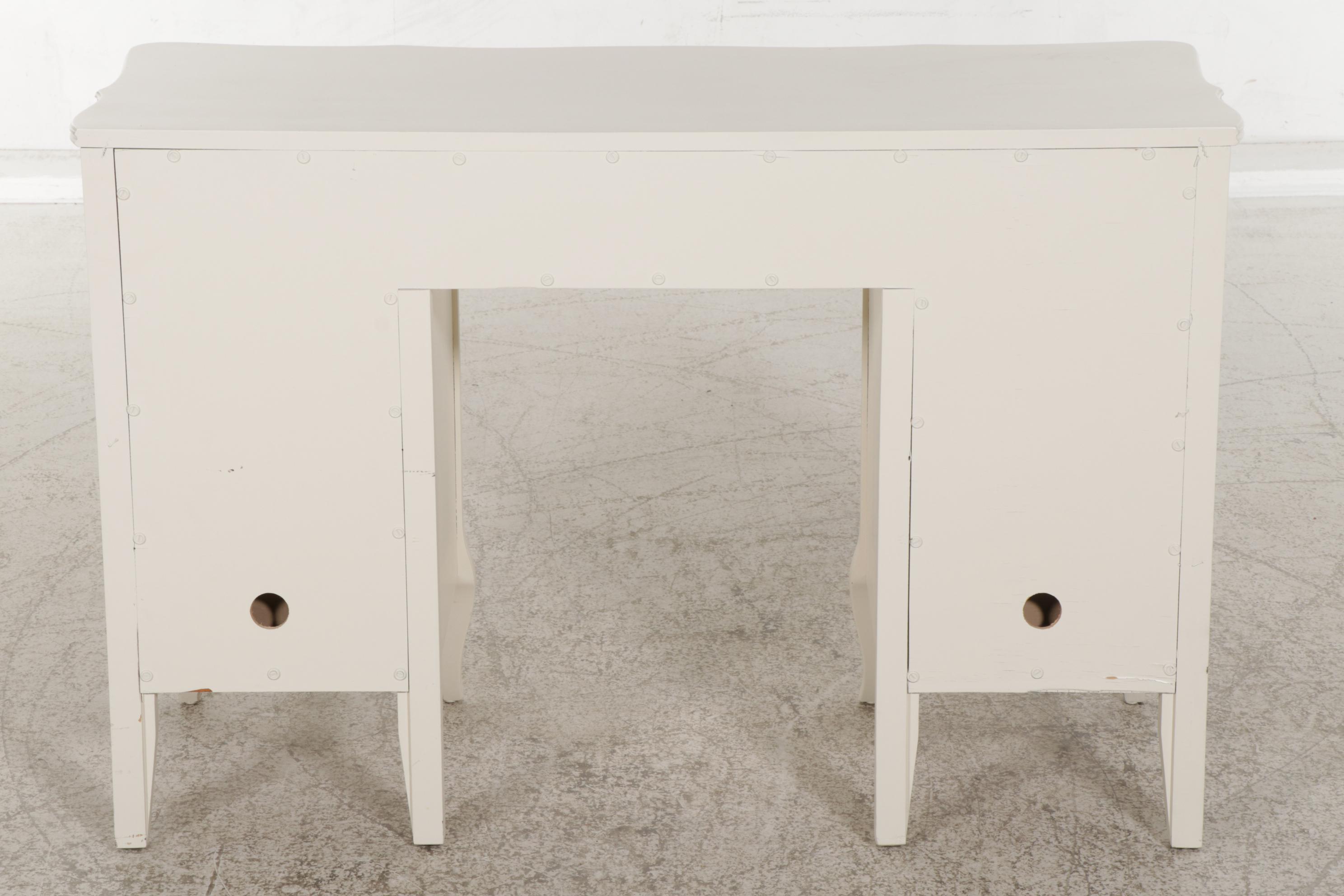 West Michigan Furniture Co. White and Paint-Decorated Wood Desk and Chair