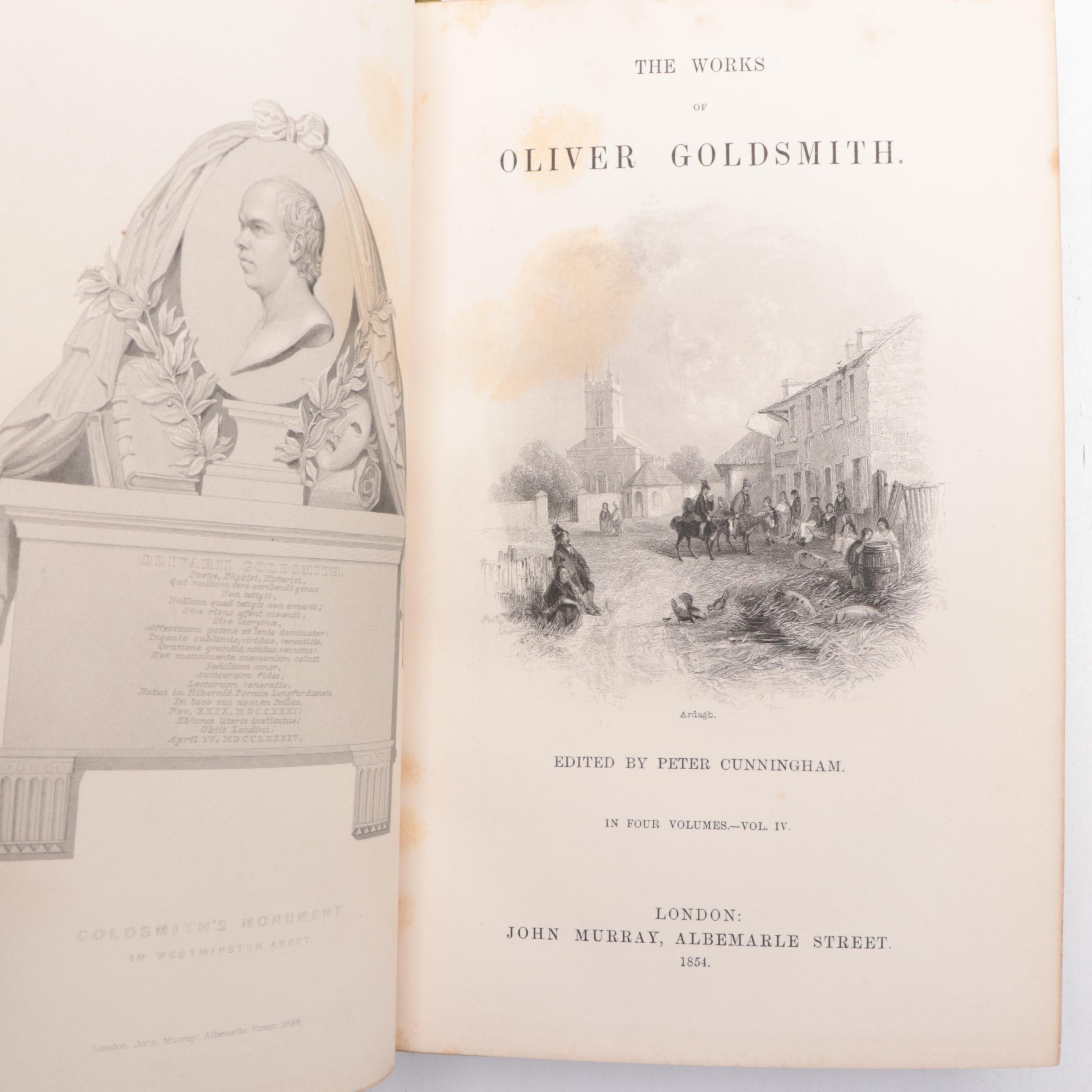 "The Works of Oliver Goldsmith" Complete Four-Volume Set, 1854