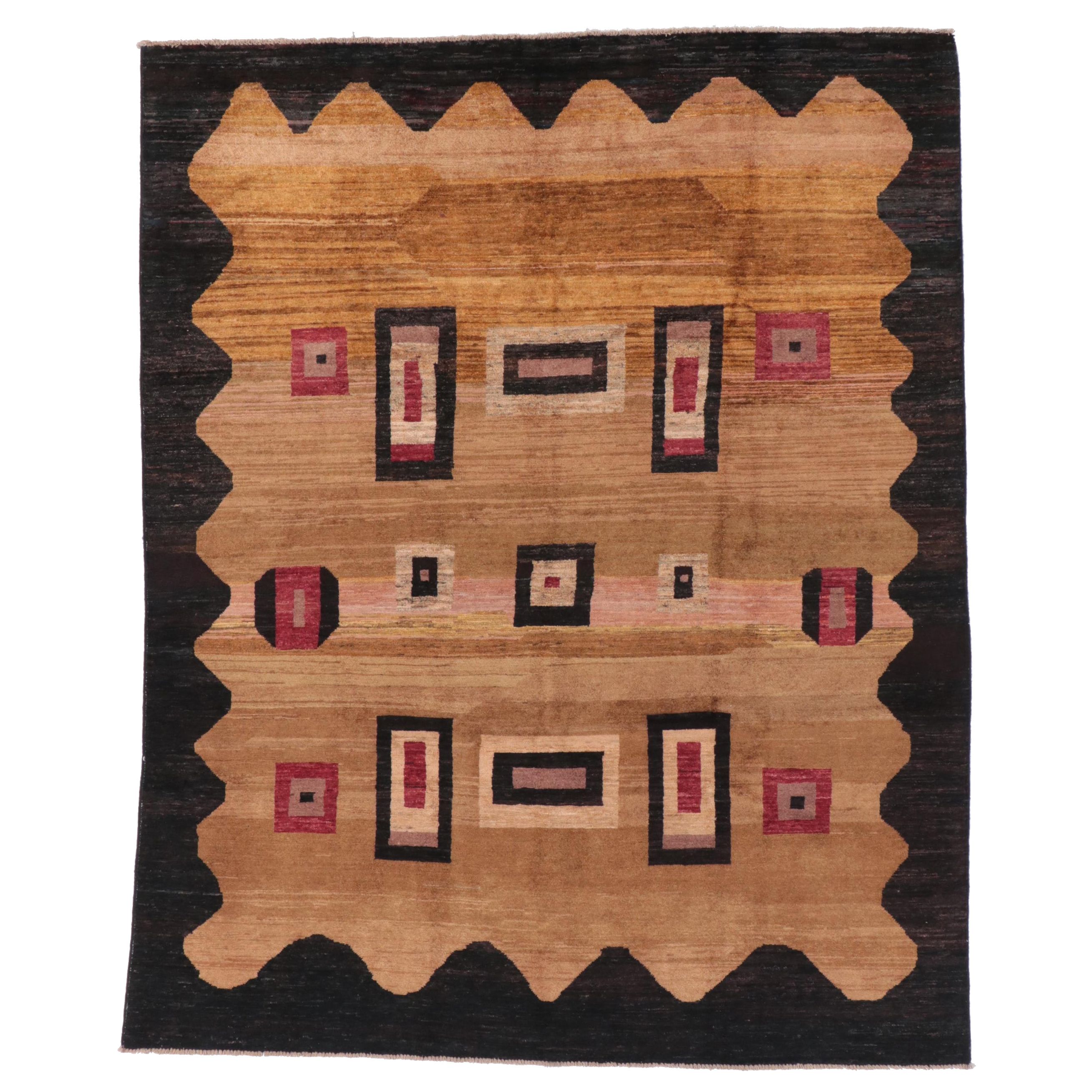 6'5 x 8' Hand-Knotted Indo-Persian Gabbeh Area Rug