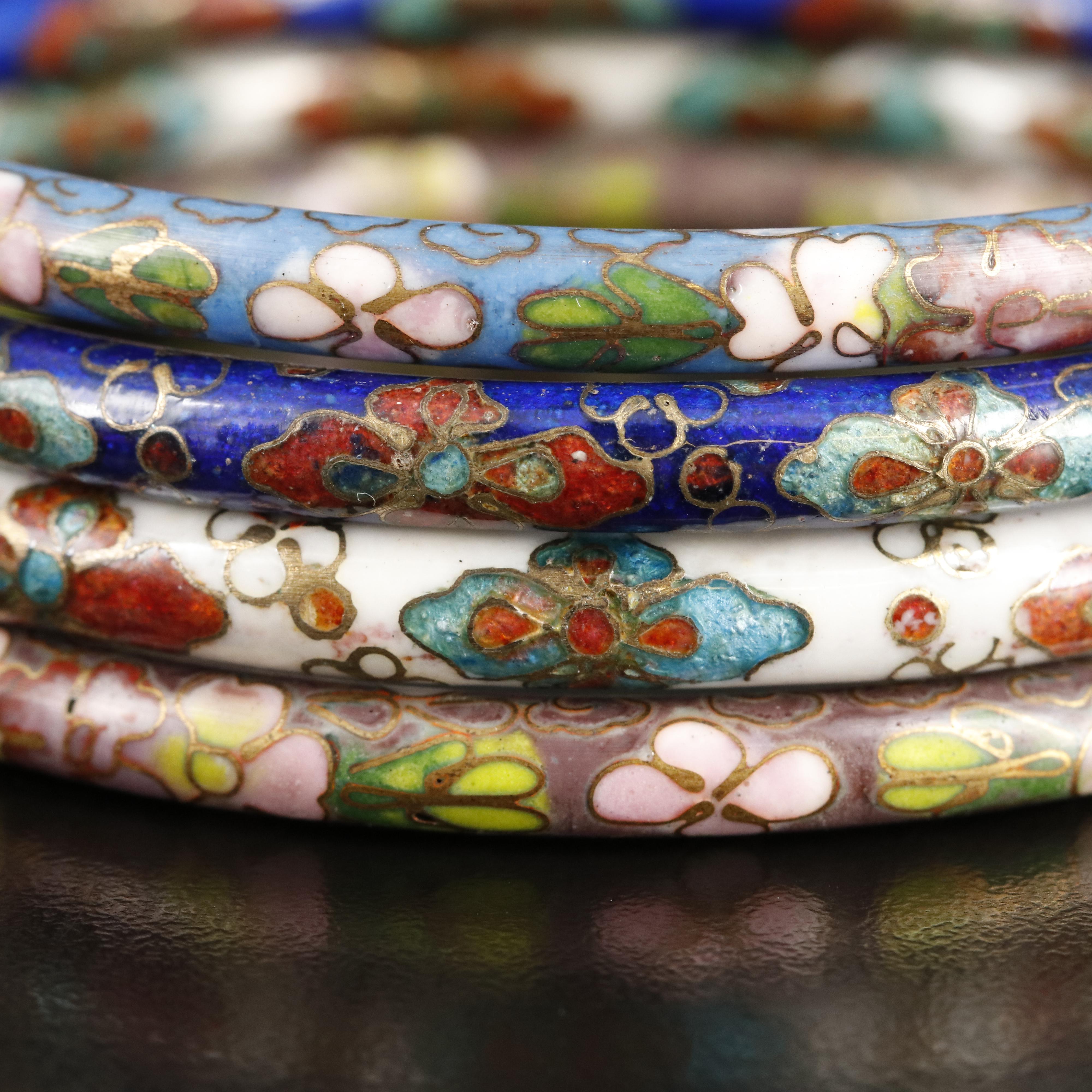 Cloisonné and Plique-à-jour Featured in Vintage Bangle Collection