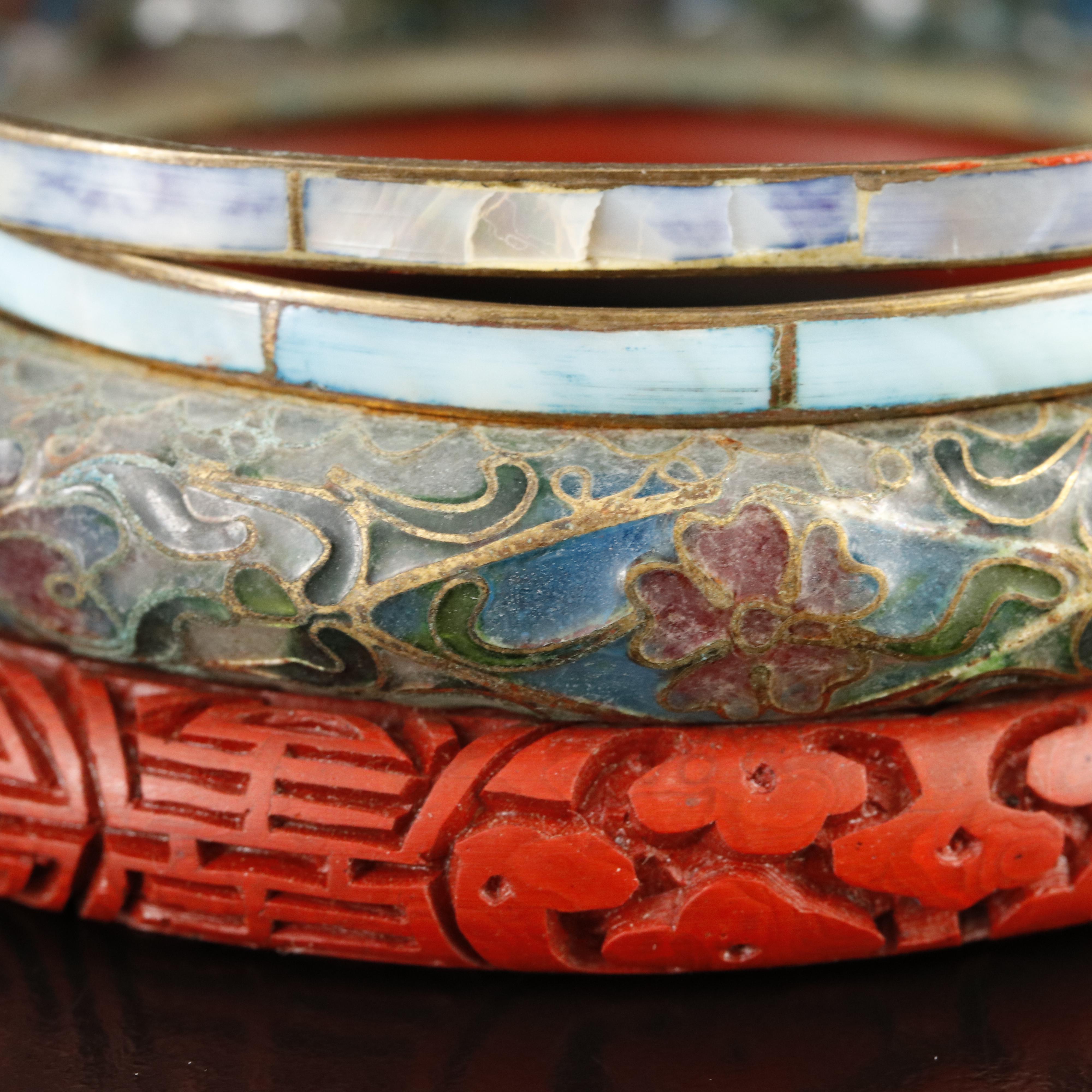 Cloisonné and Plique-à-jour Featured in Vintage Bangle Collection