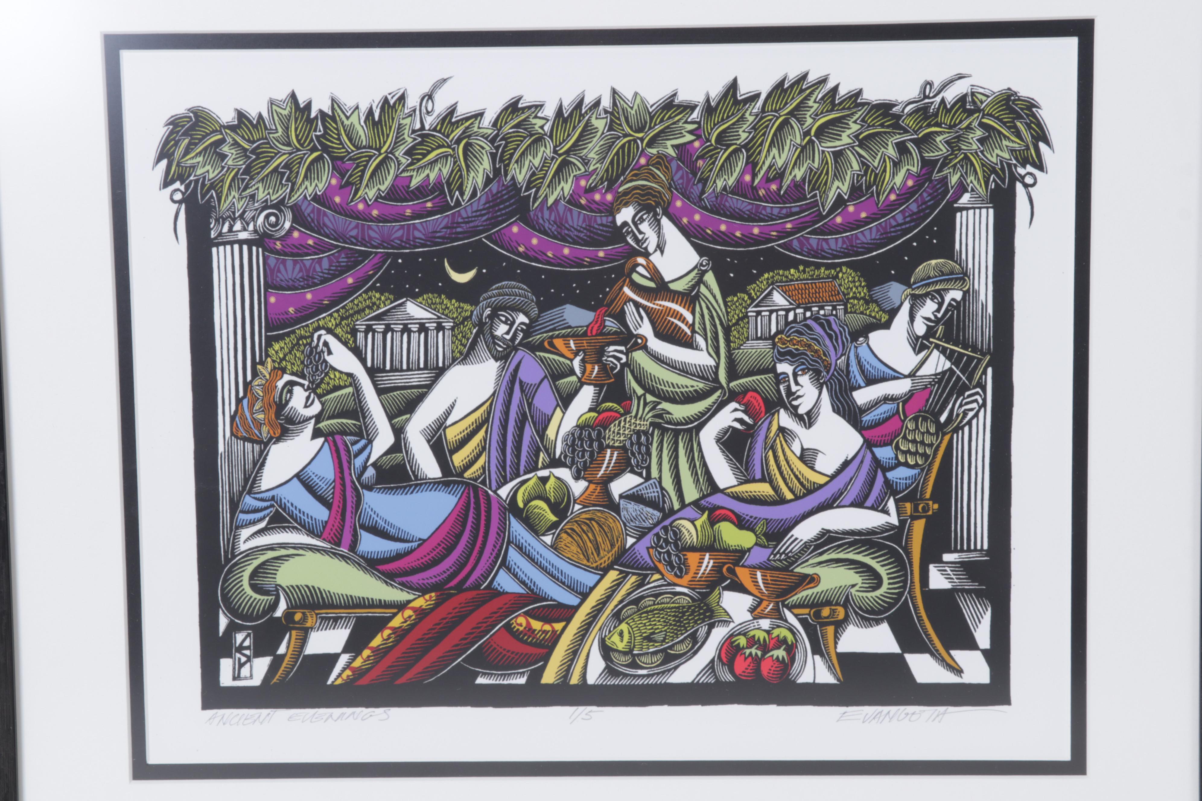 Evangelia Philippidis Giclées "Ancient Evenings" and "Celestial Lovers"