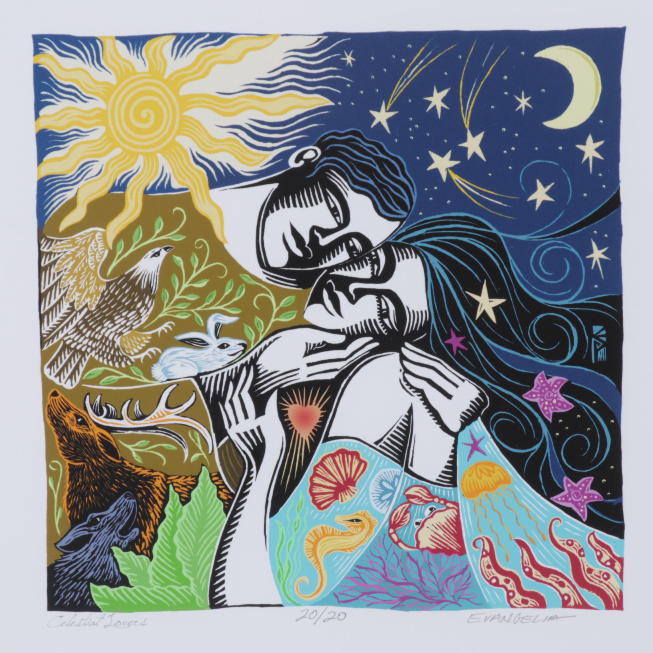 Evangelia Philippidis Giclées "Ancient Evenings" and "Celestial Lovers"