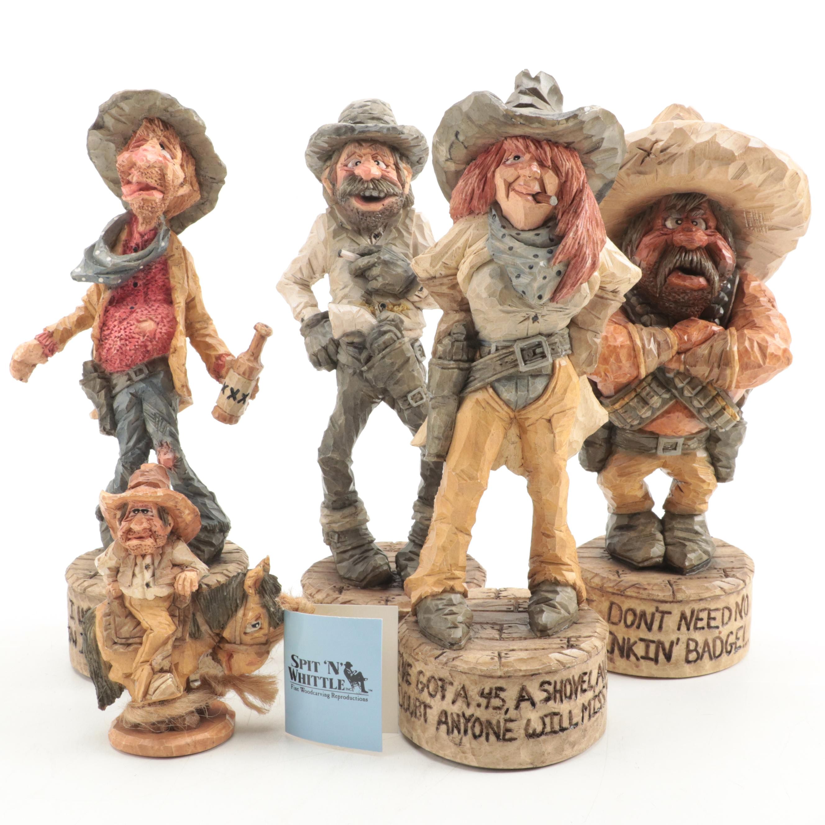 Chris Hammack for Spit 'N' Whittle Resin Cowboy and Cowgirl Figurines