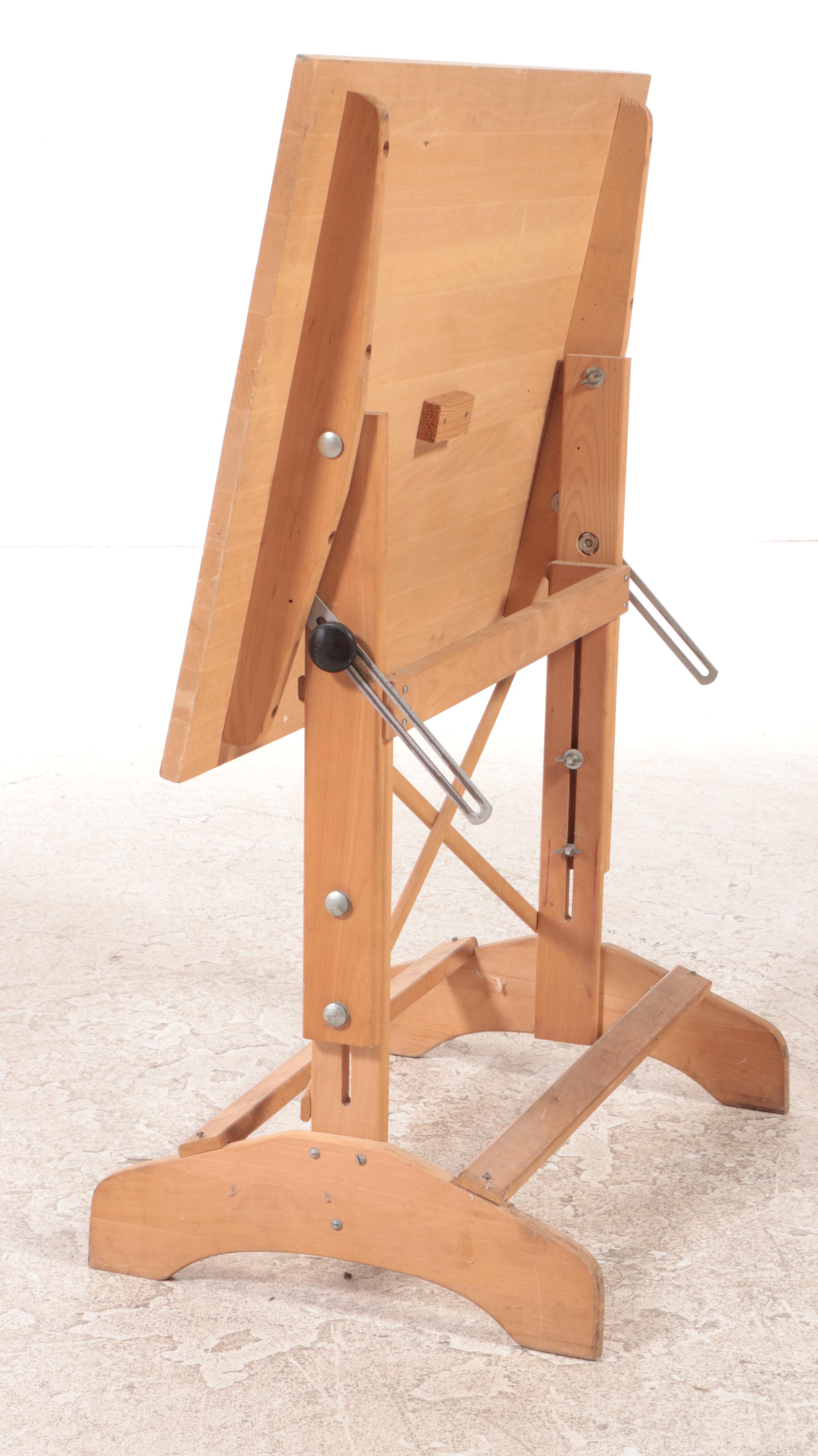 Maple and Beech Adjustable Drafting Table, Late 20th Century