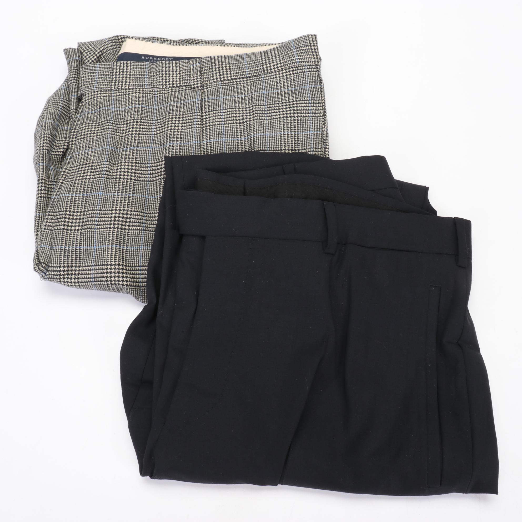 Men's Prada Button Fly and Burberry Houndstooth Patterned Trousers