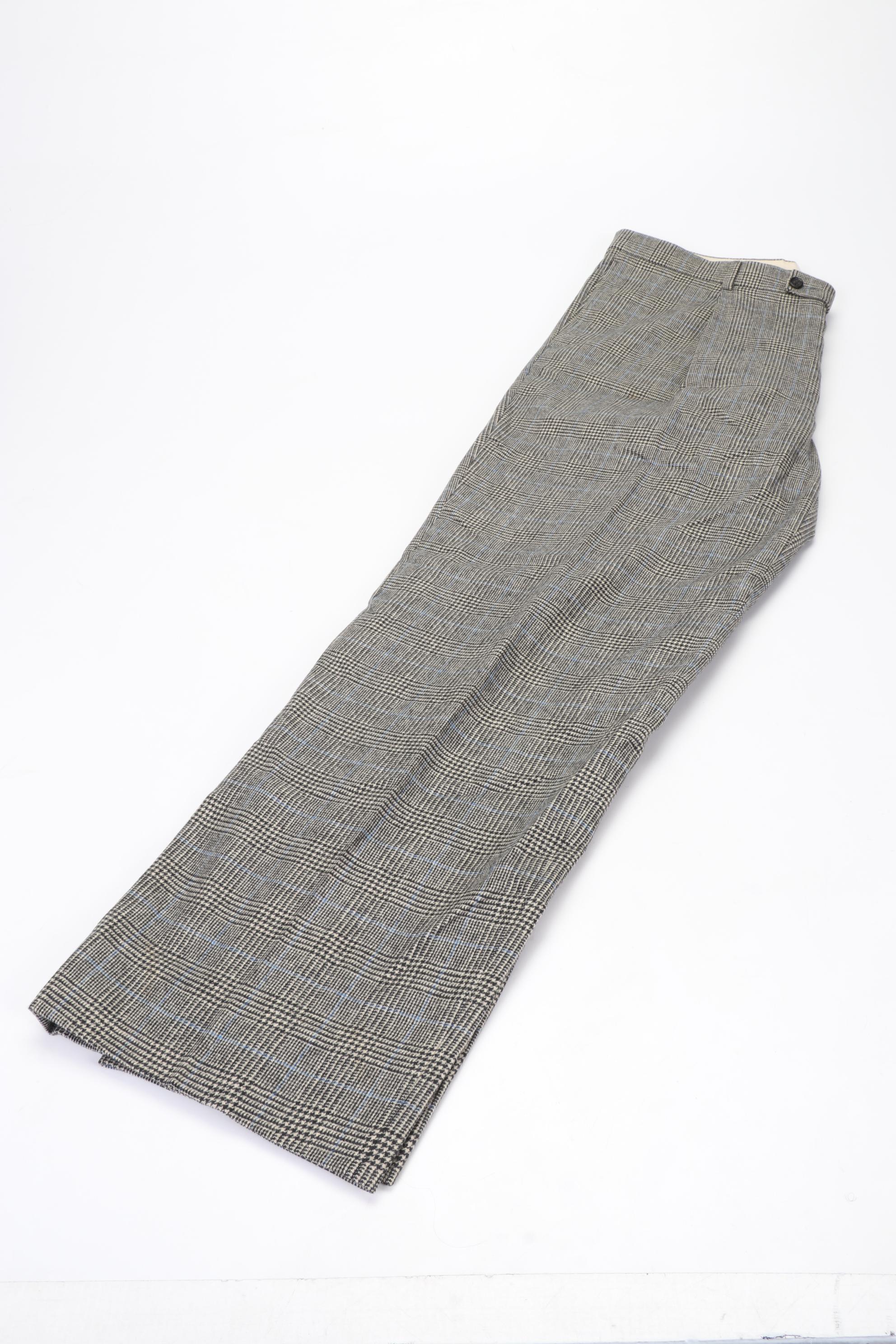 Men's Prada Button Fly and Burberry Houndstooth Patterned Trousers
