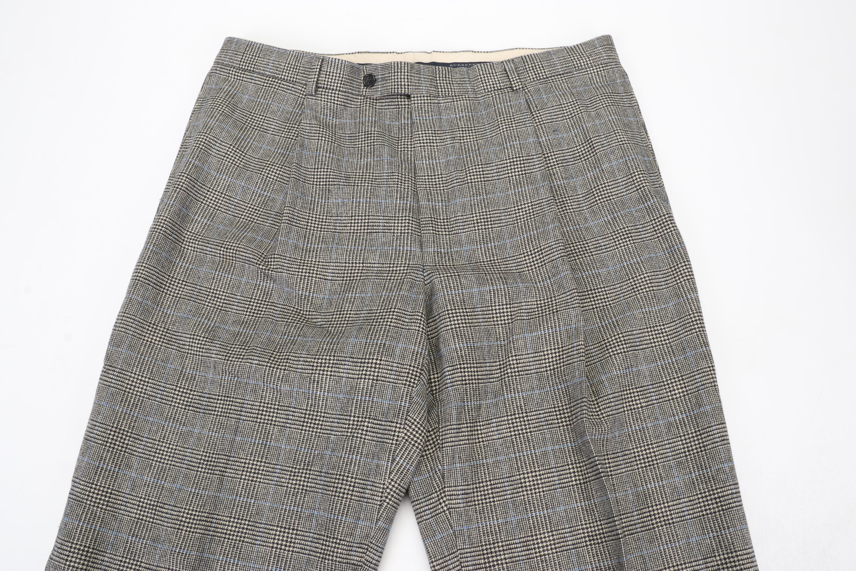 Men's Prada Button Fly and Burberry Houndstooth Patterned Trousers