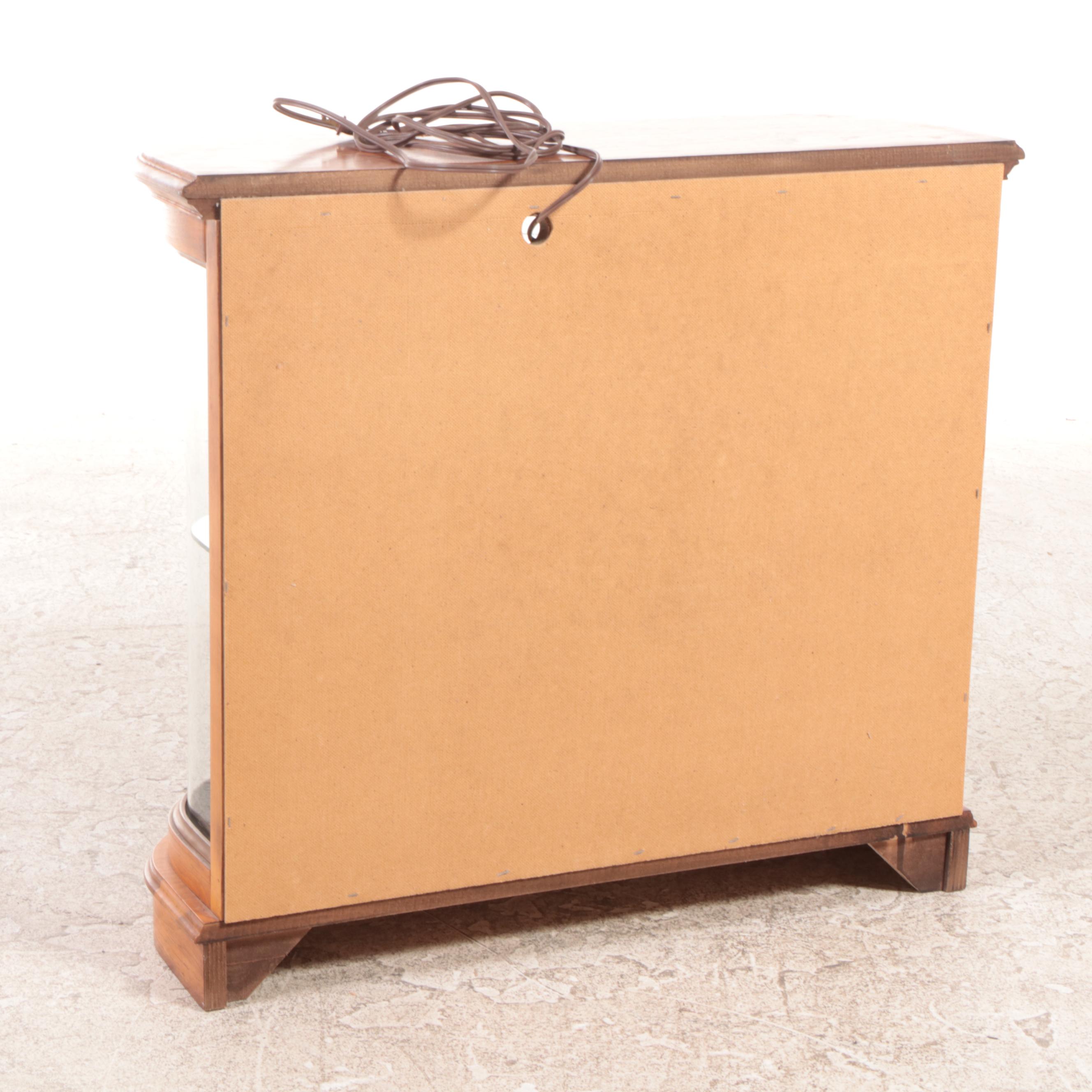 Small Oak, Maple, and Curved Glass Display Cabinet, Late 20th Century