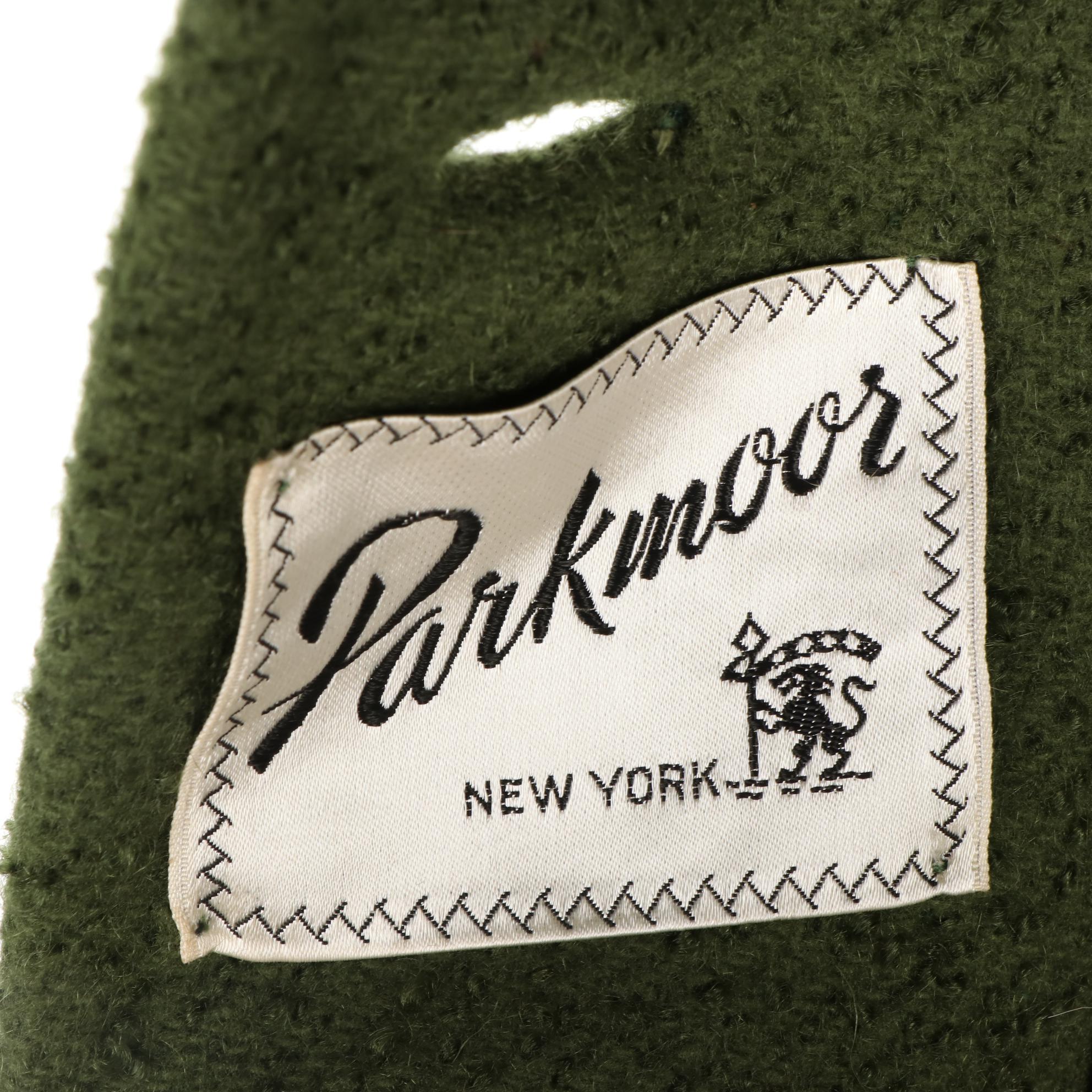 Parkmoor Green Textured Wool Coat with Mink Fur Trim, Mid-20th Century