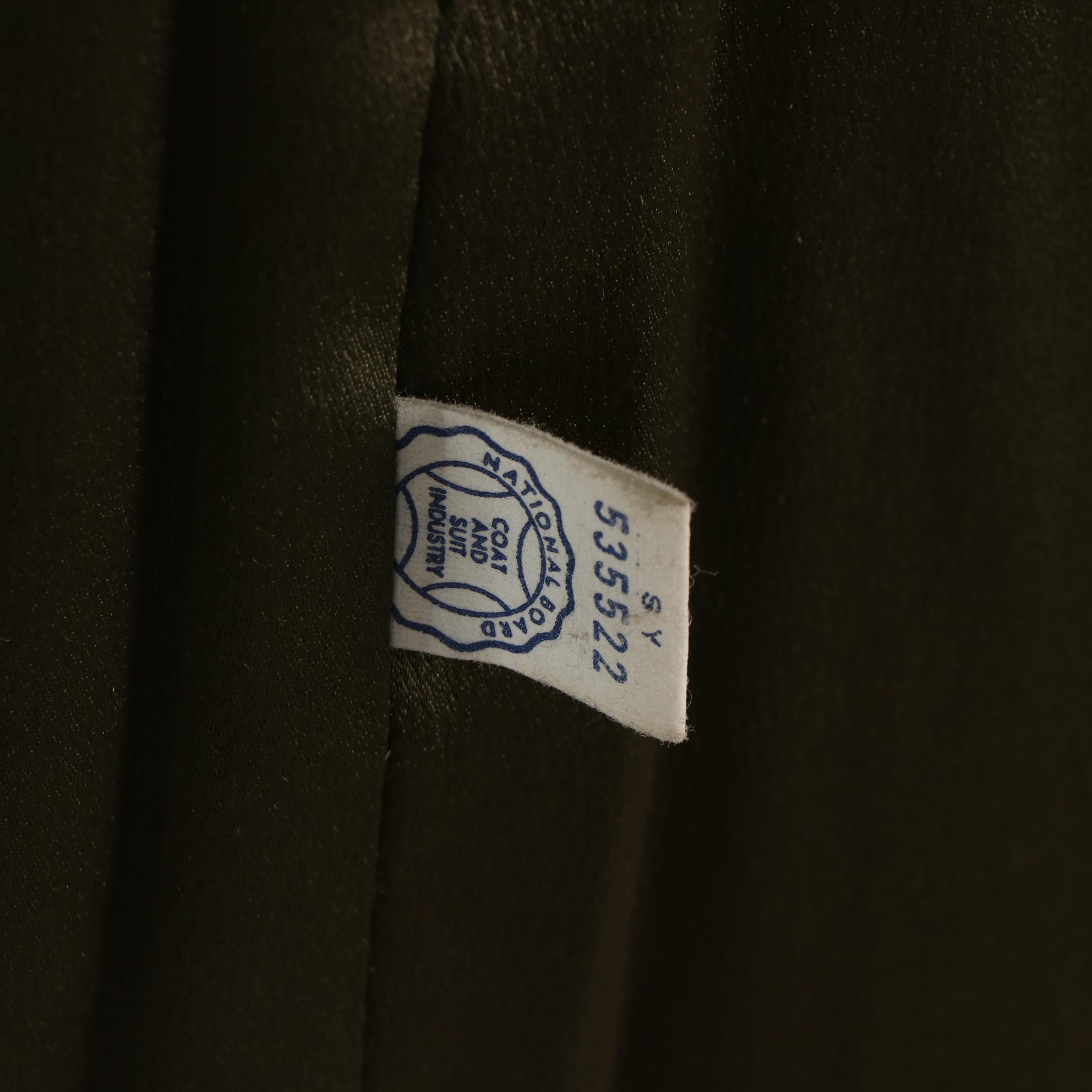 Parkmoor Green Textured Wool Coat with Mink Fur Trim, Mid-20th Century