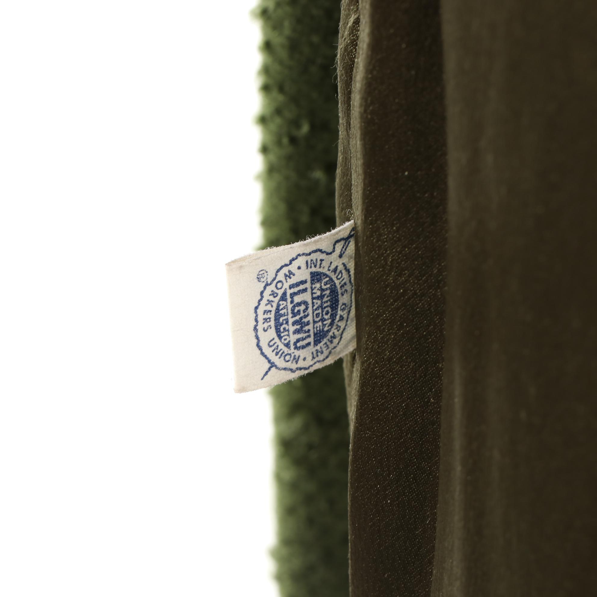 Parkmoor Green Textured Wool Coat with Mink Fur Trim, Mid-20th Century