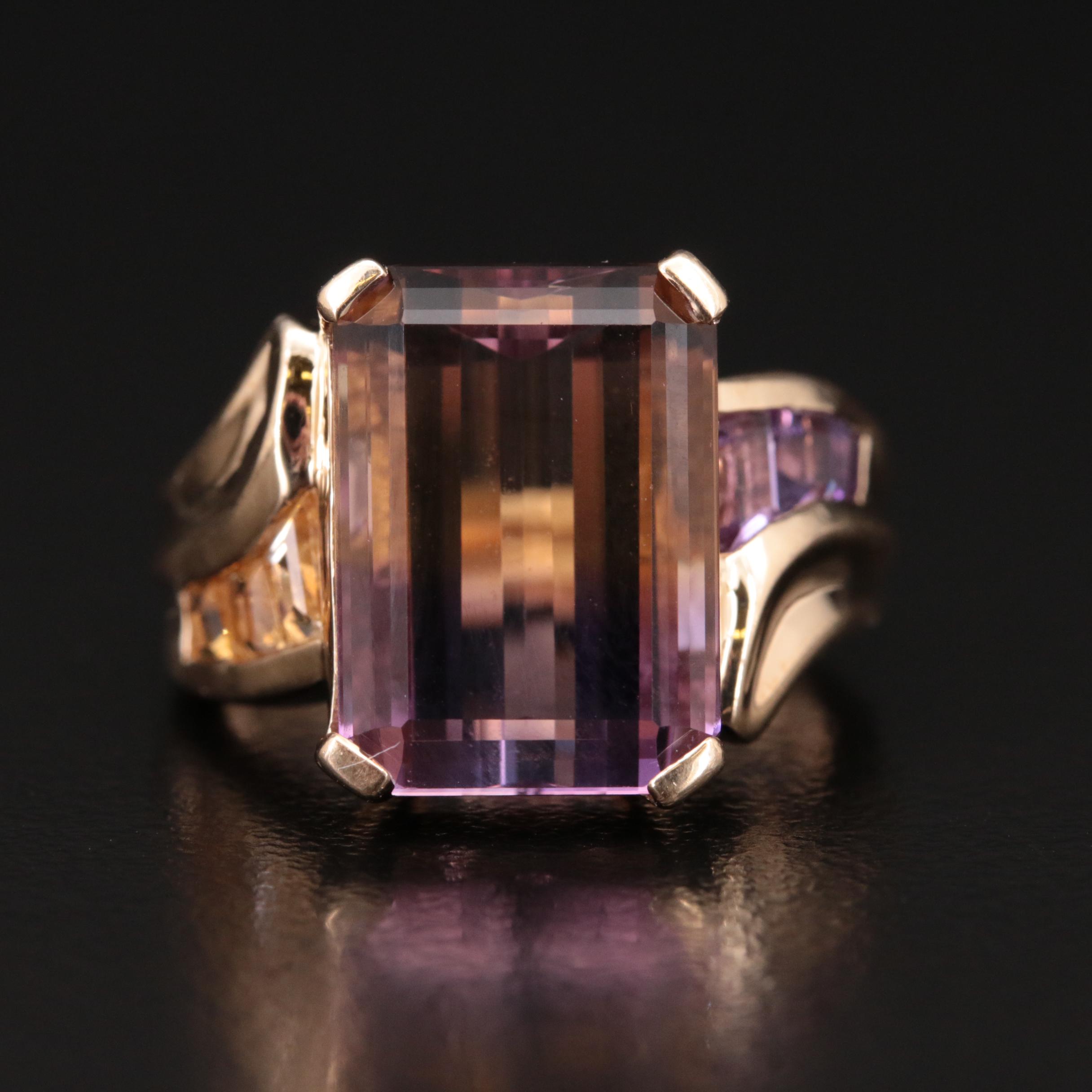 14K Ametrine, Citrine and Amethyst Ring