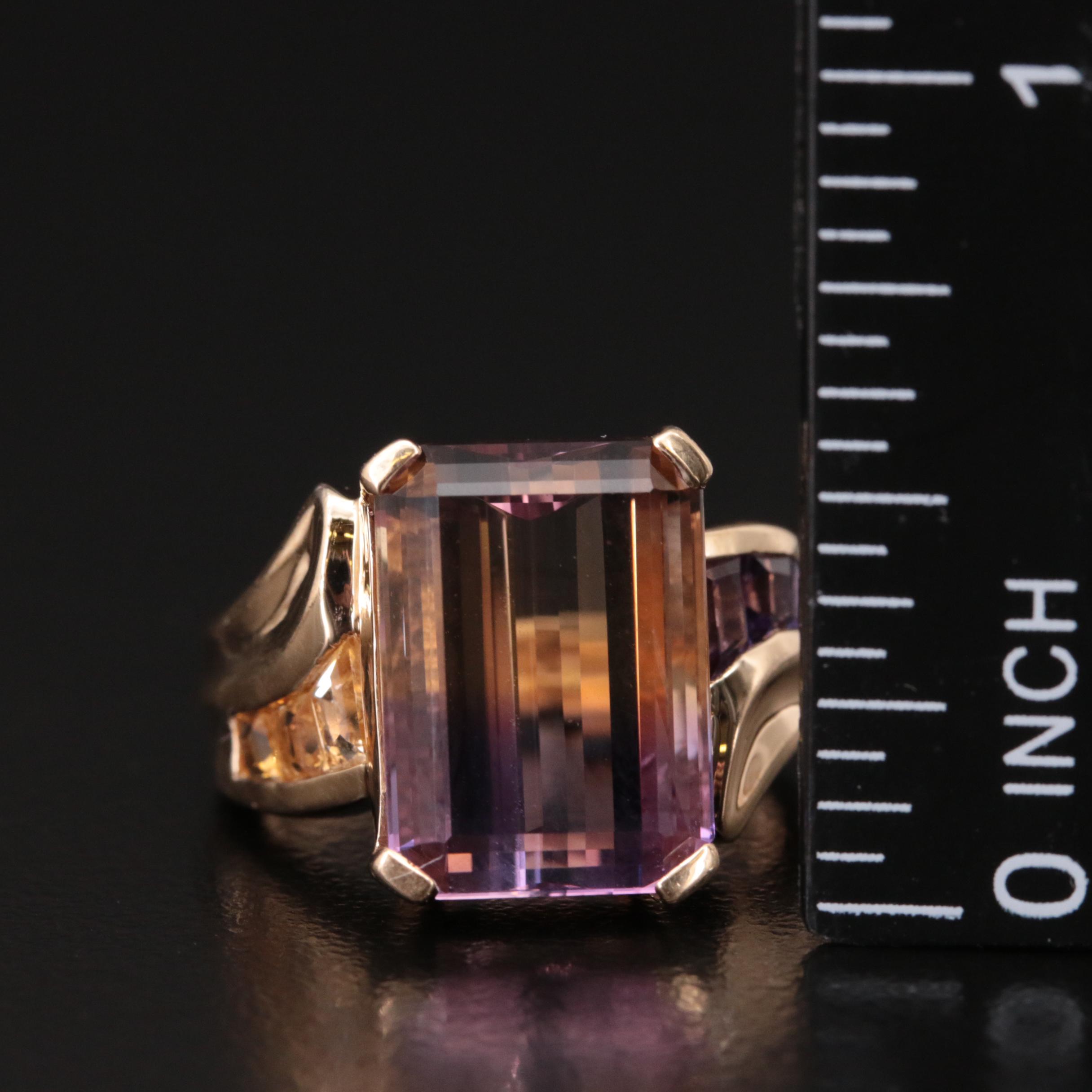 14K Ametrine, Citrine and Amethyst Ring