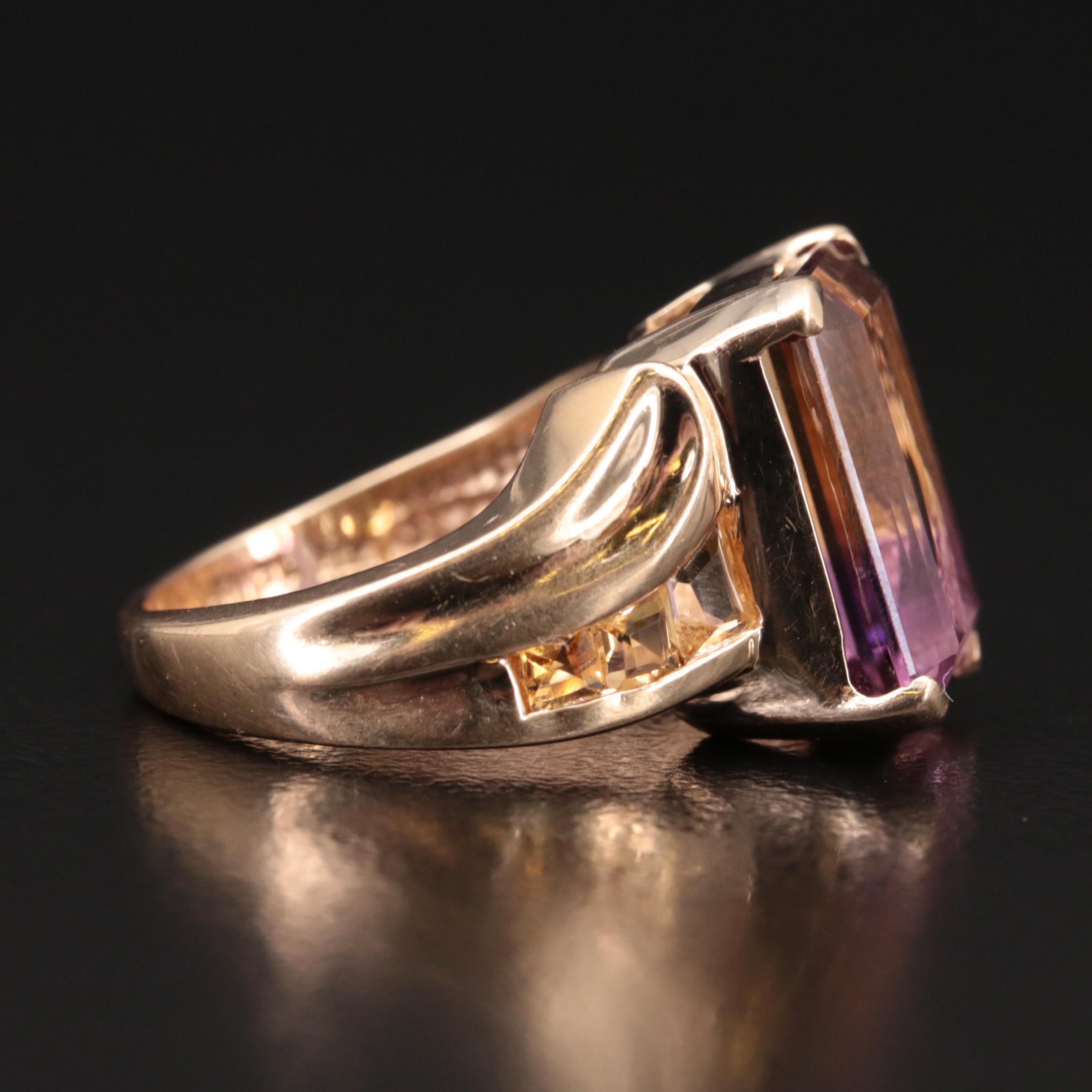 14K Ametrine, Citrine and Amethyst Ring
