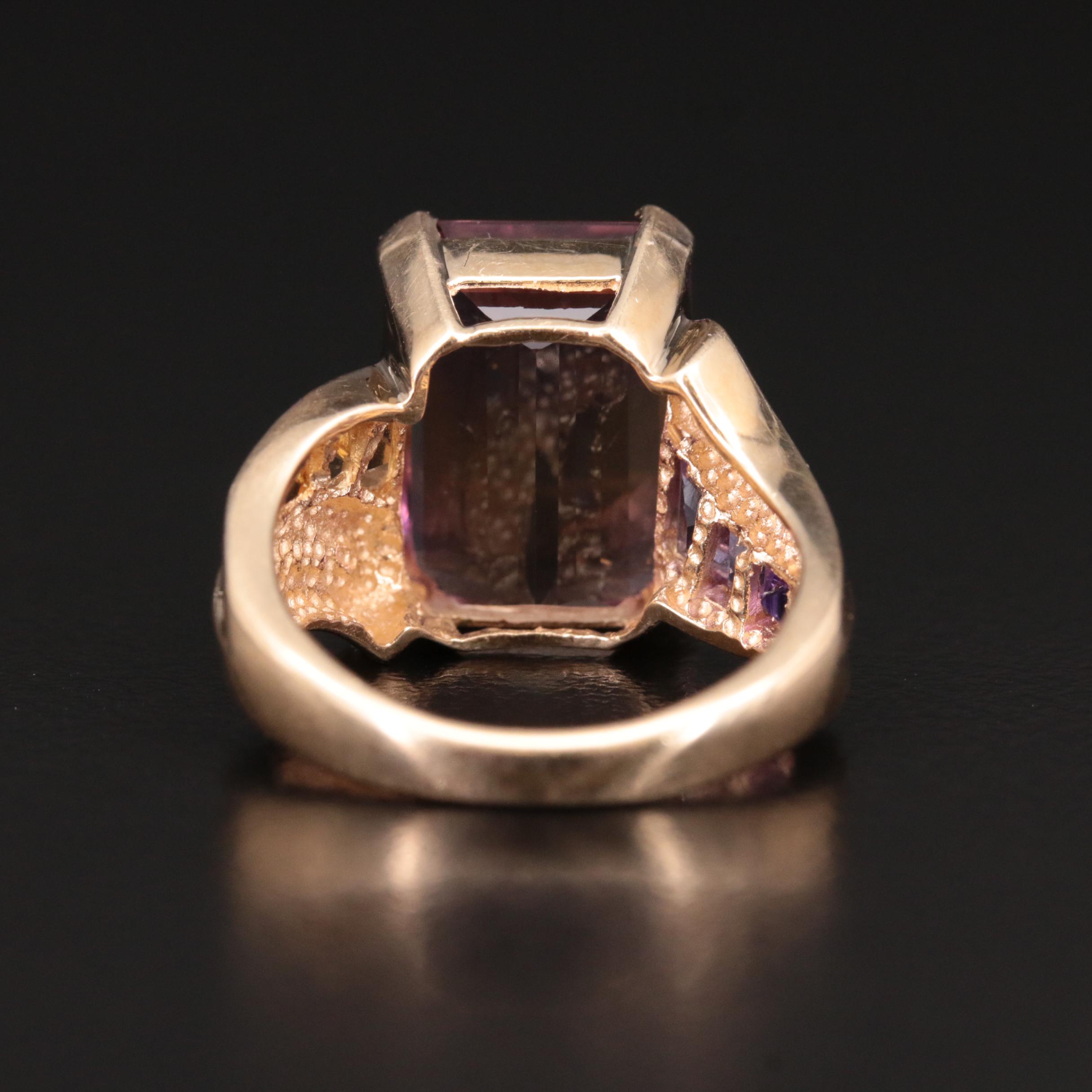 14K Ametrine, Citrine and Amethyst Ring