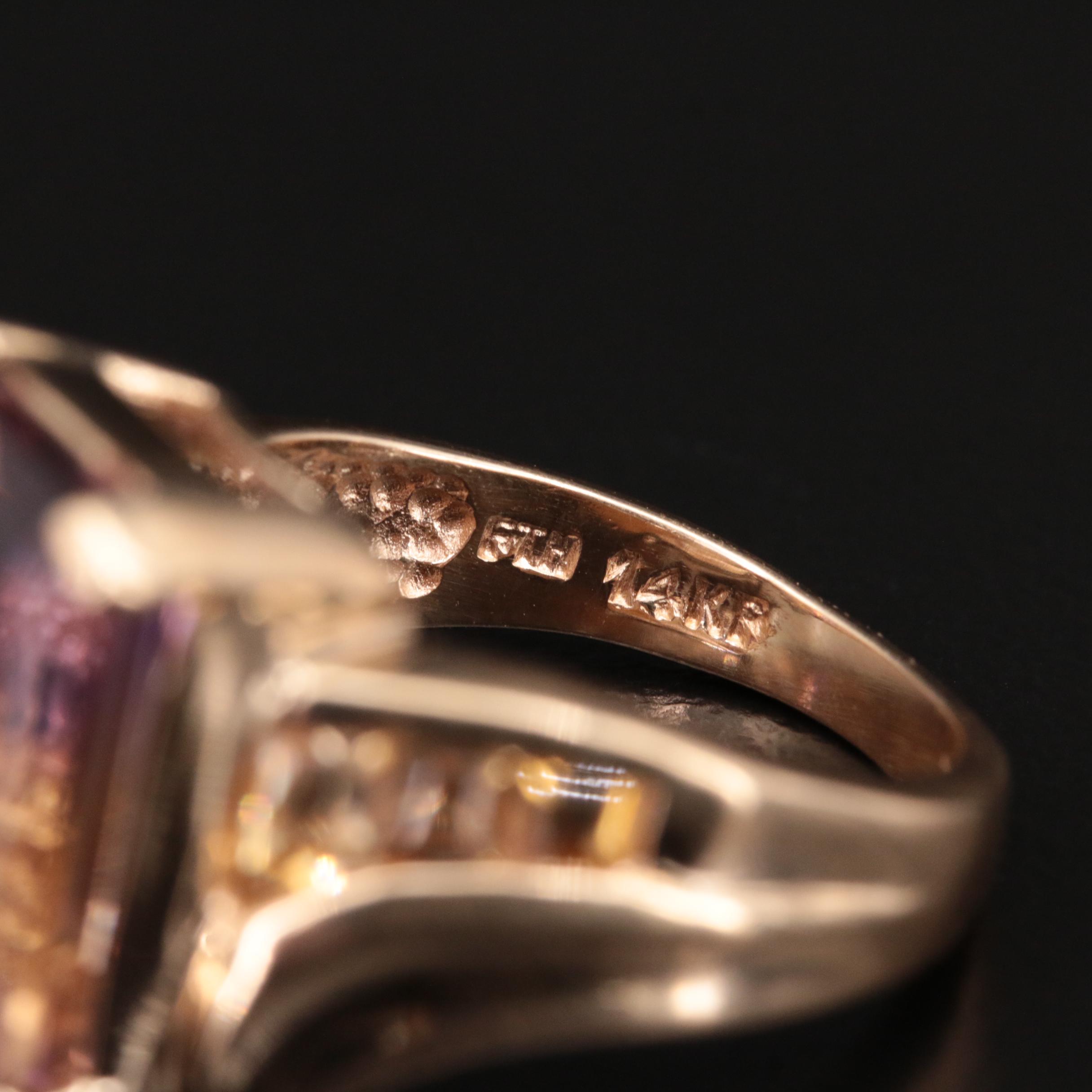14K Ametrine, Citrine and Amethyst Ring