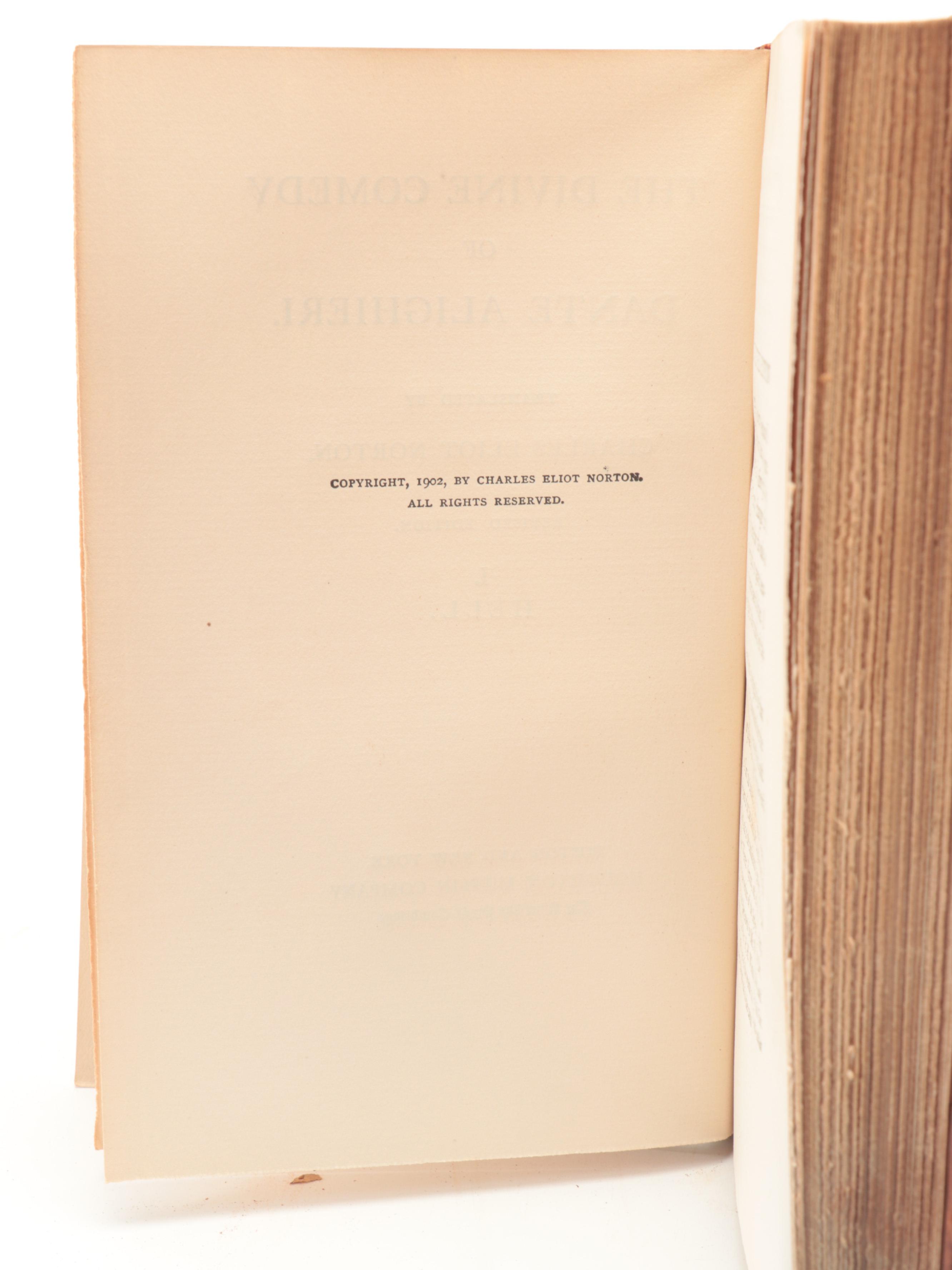 "Dante's Divine Comedy" Volumes I-IV, Early 20th Century