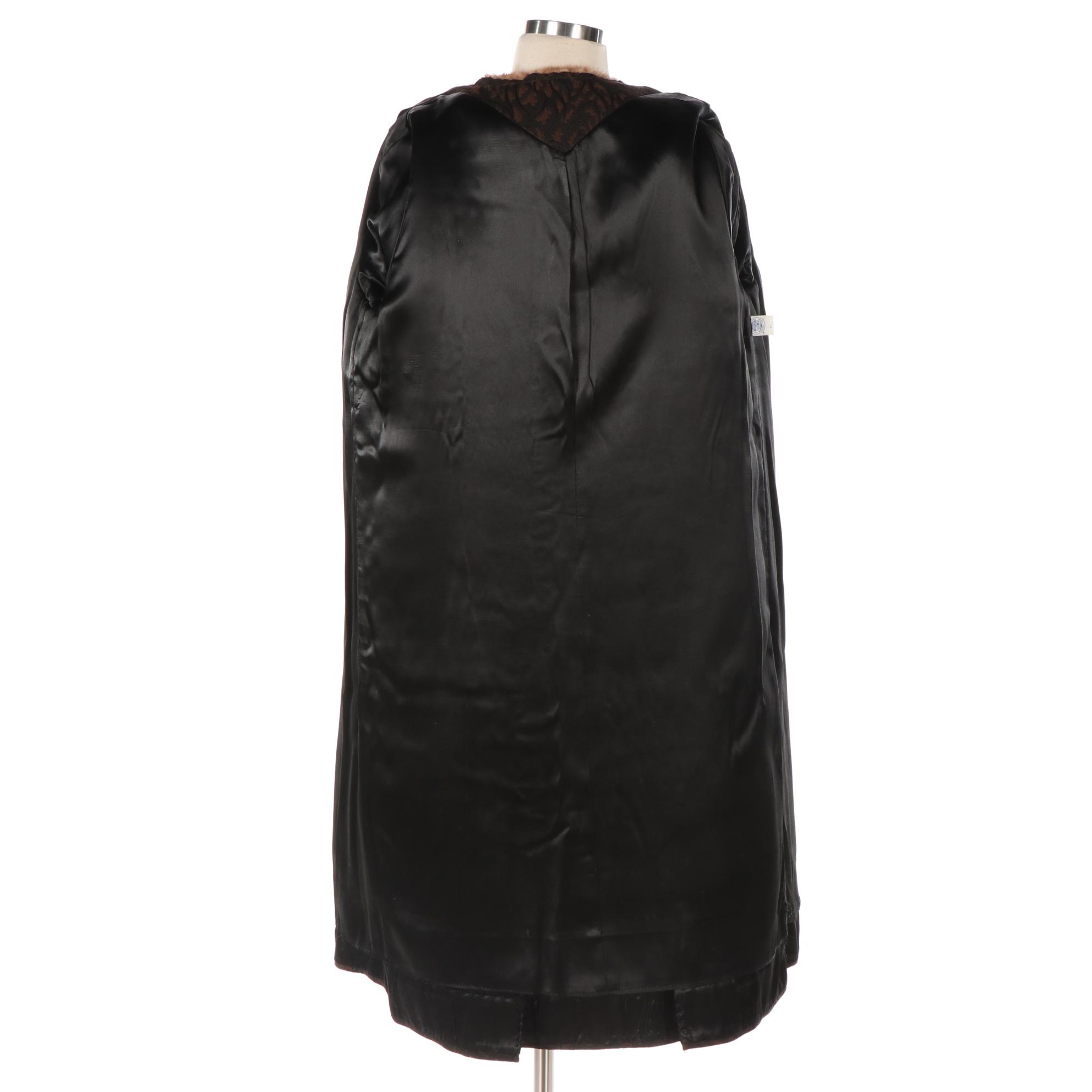 Floral Brocade Coat with Mink Fur Trim, Mid-20th Century