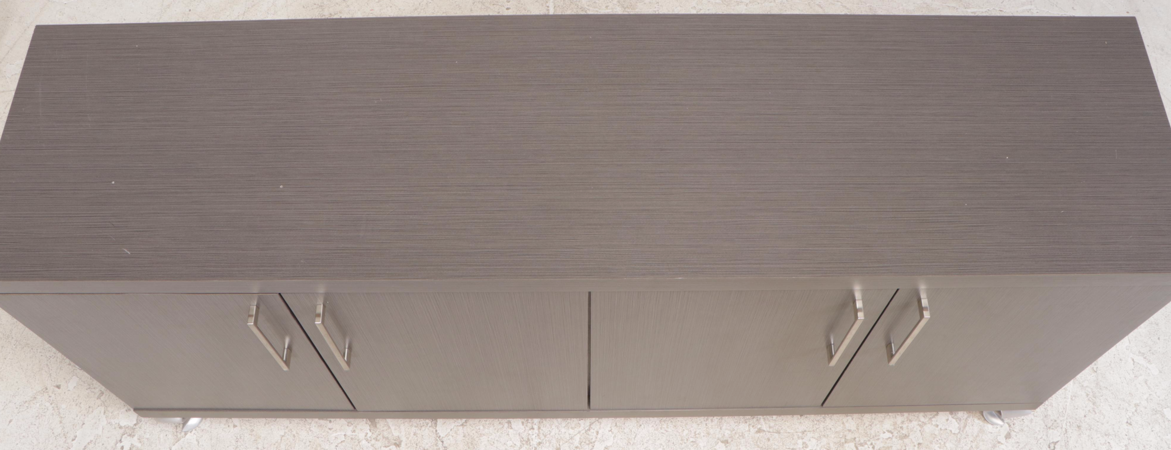 Contemporary Grey Laminate Console with Shelving Unit