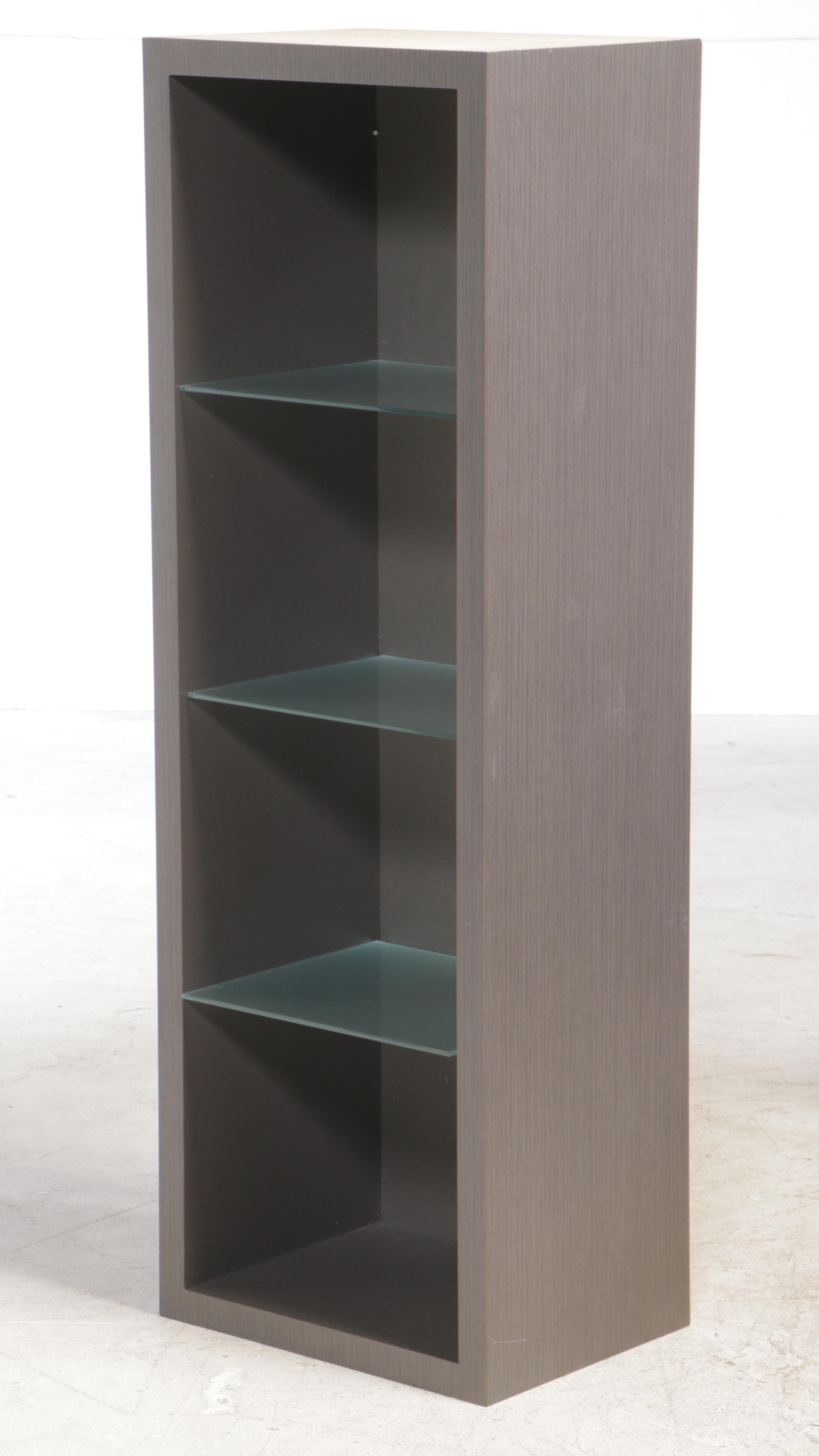 Contemporary Grey Laminate Console with Shelving Unit