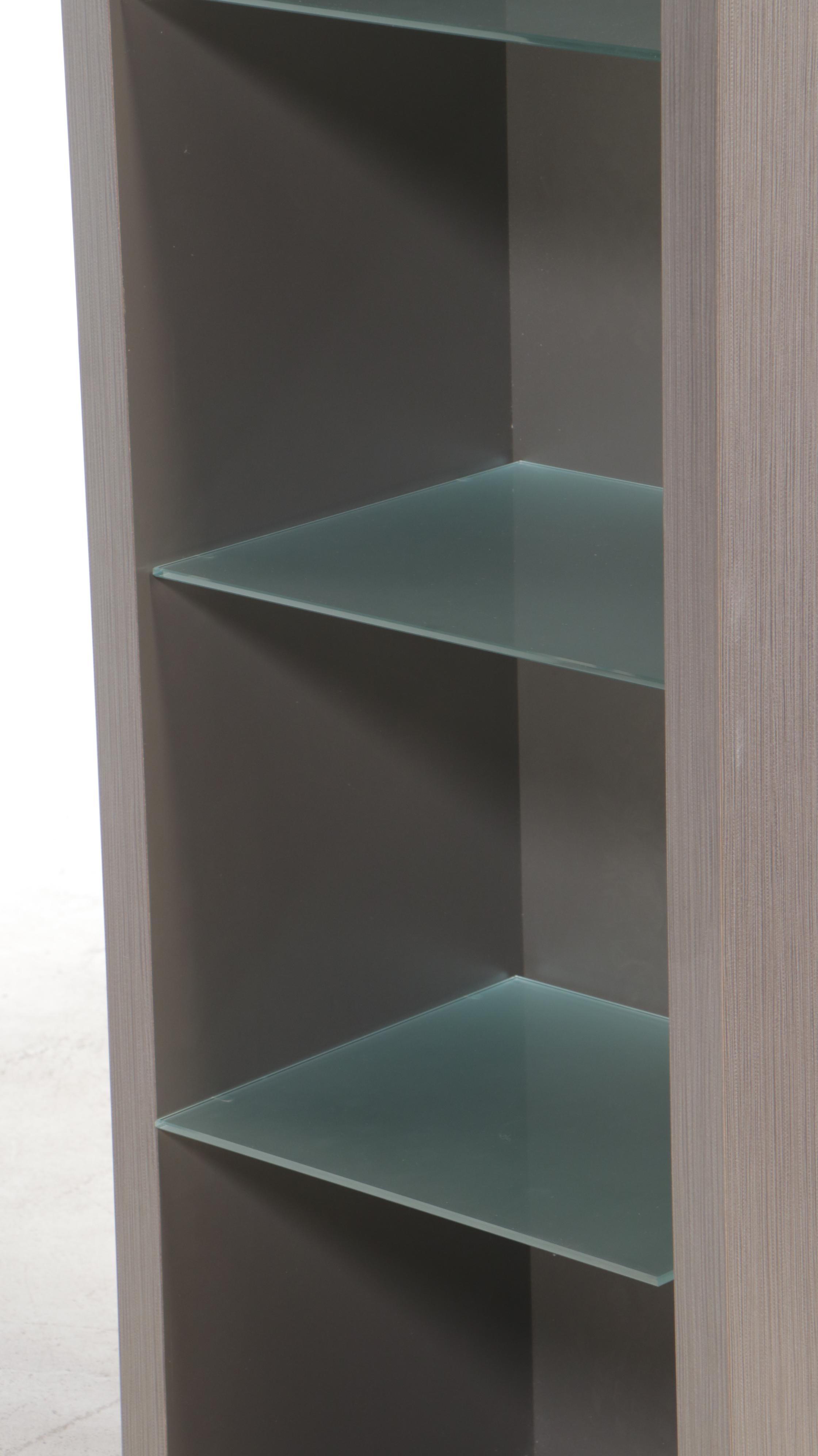 Contemporary Grey Laminate Console with Shelving Unit