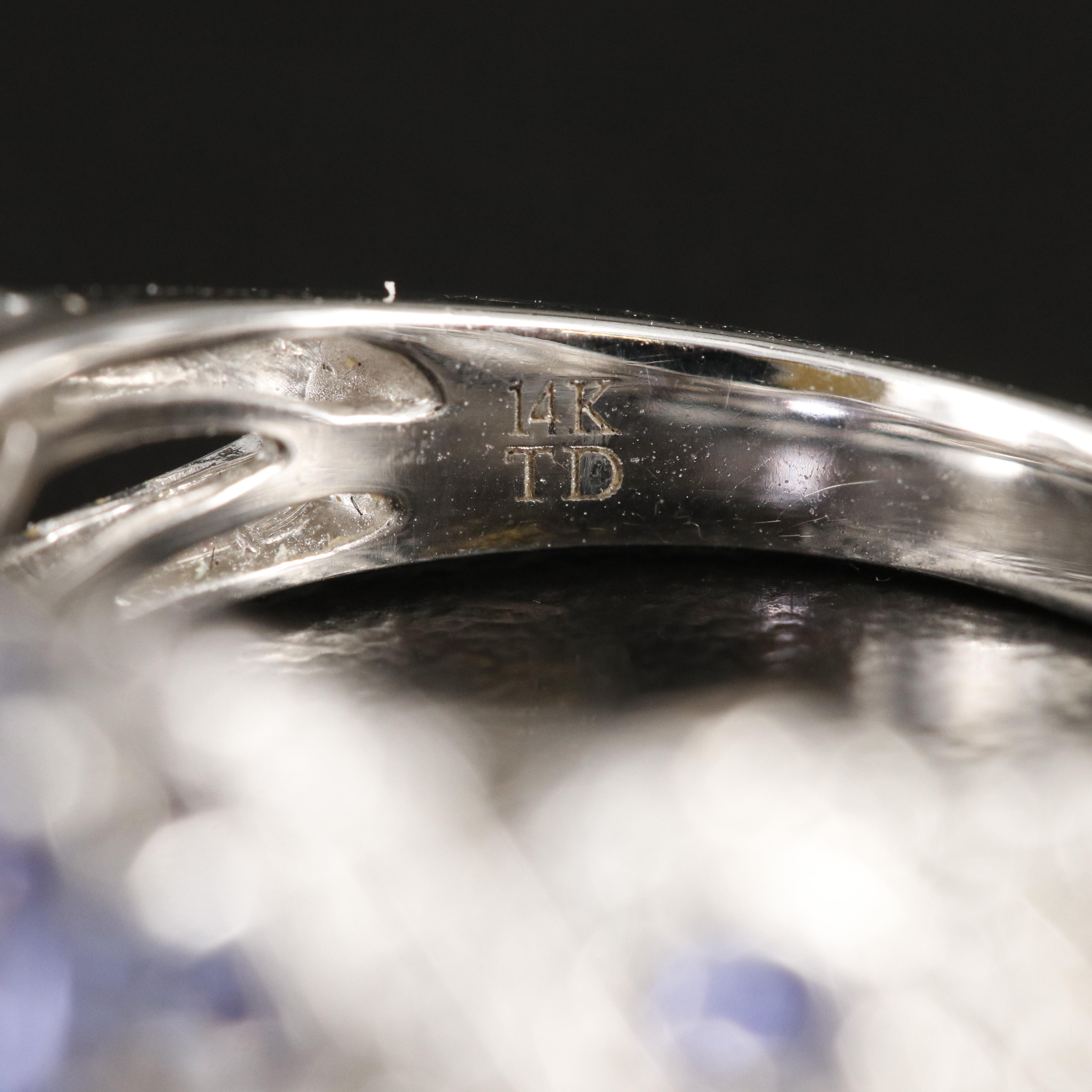 14K Tanzanite and Diamond Ring with "X" and "O" Shoulders