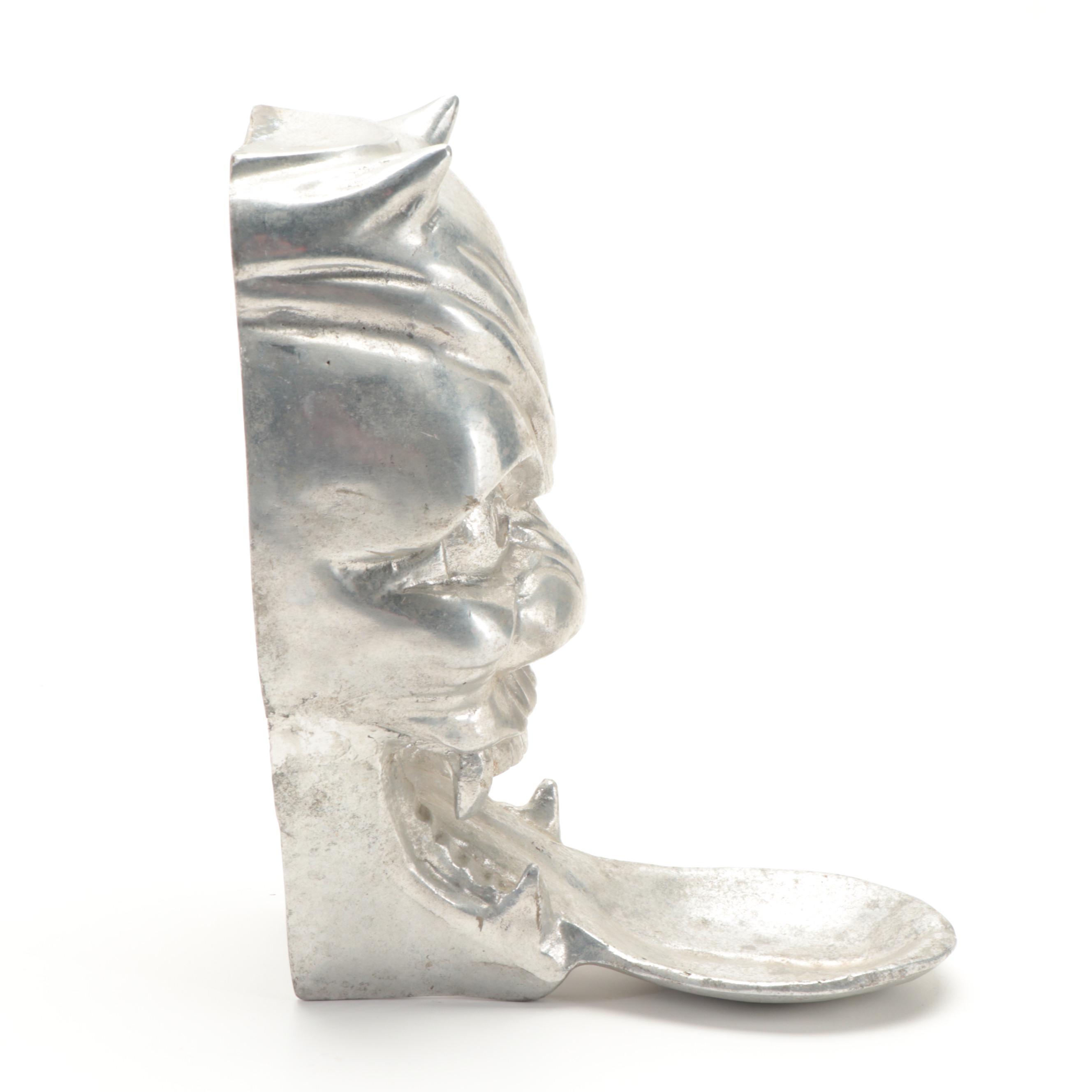 Cast Aluminum Japanese Nōh Theater Oni Mask Wall Décor