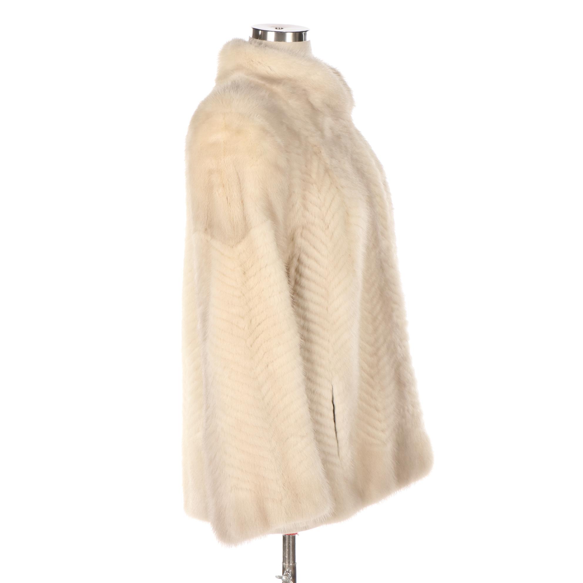 Chevron-Cut Golden Pearl Mink Fur Jacket by Philip Surfas & Sons