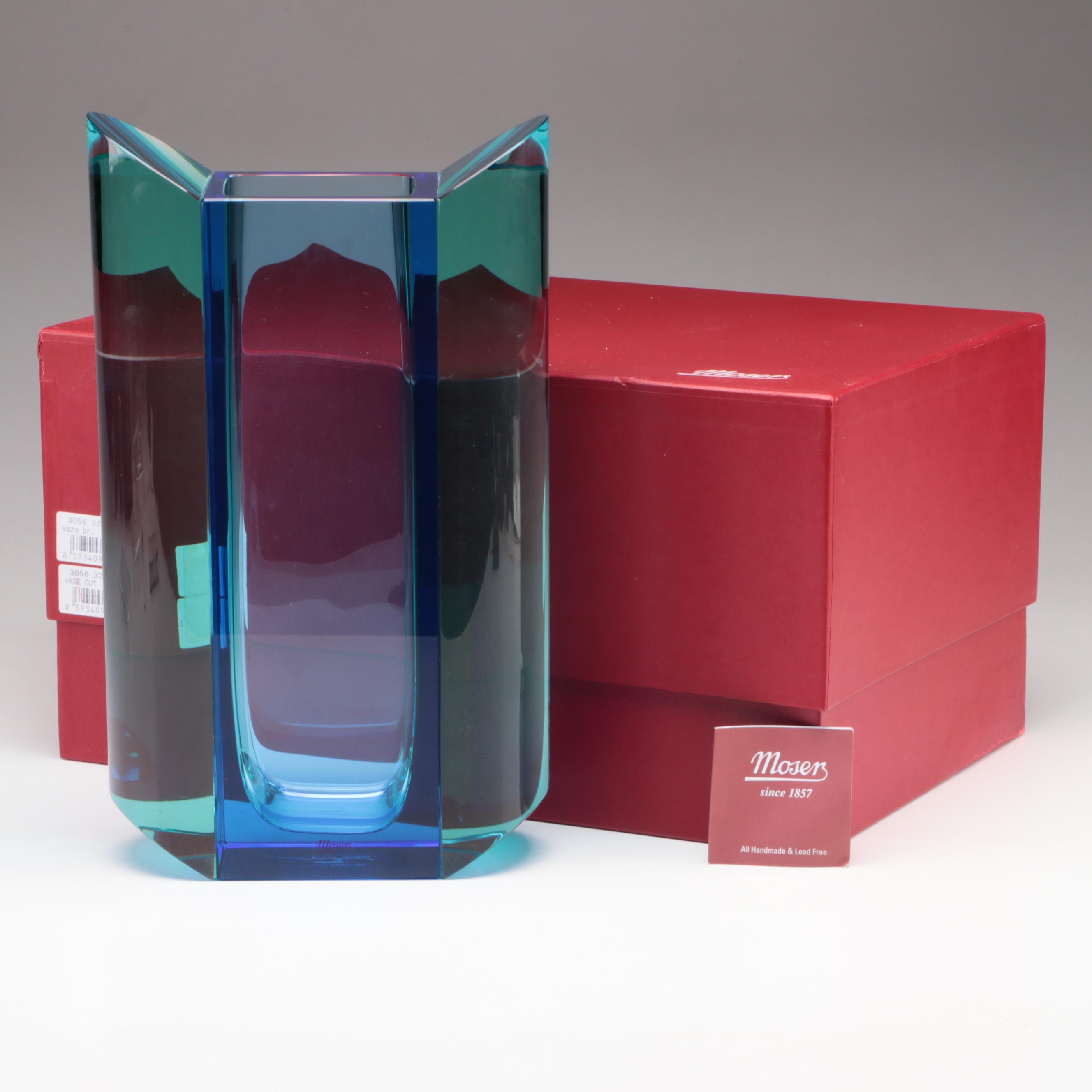 Jiří Šuhájek for Moser "Wings" Limited Edition Cut Czech Crystal Vase