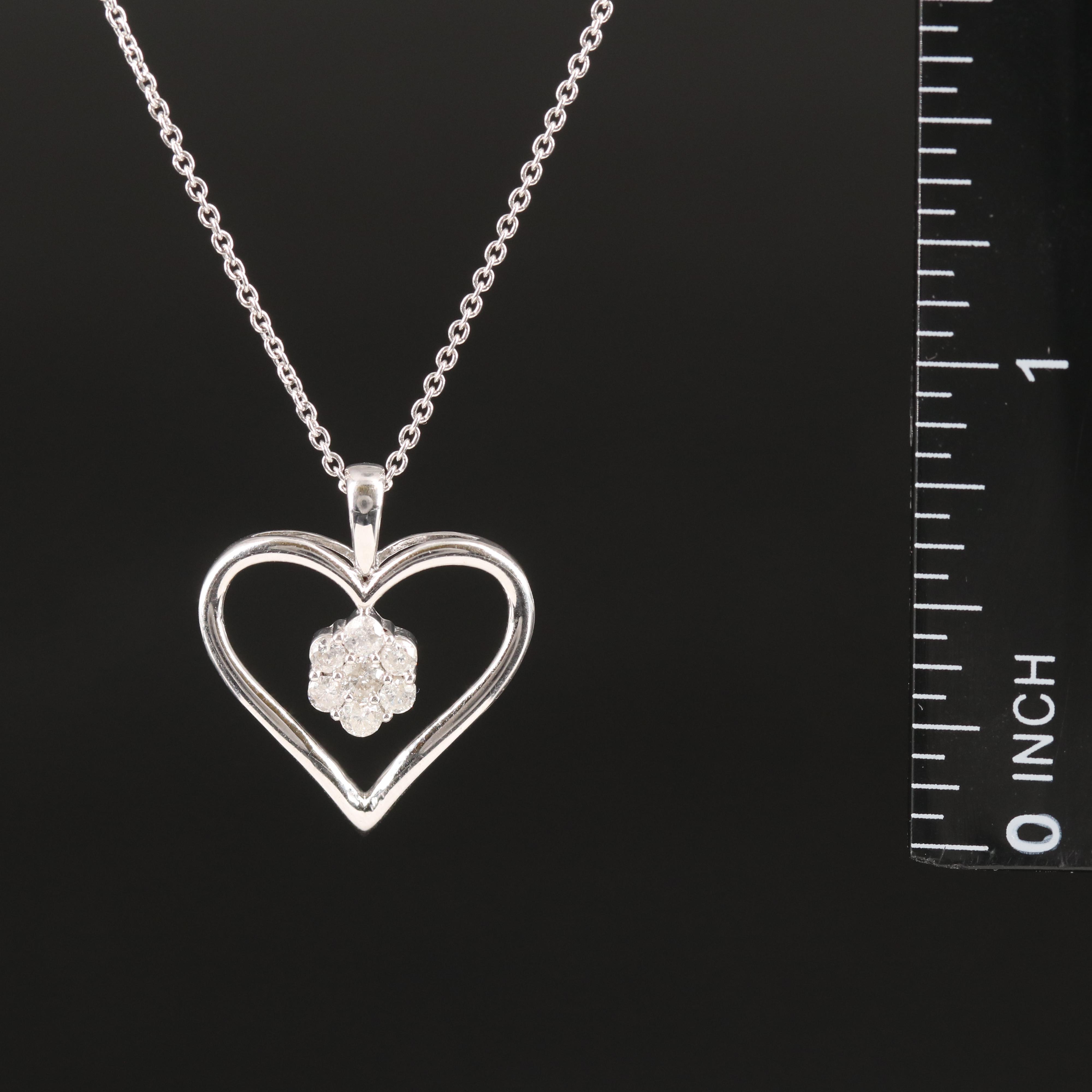 Sterling Diamond Heart Pendant Necklace