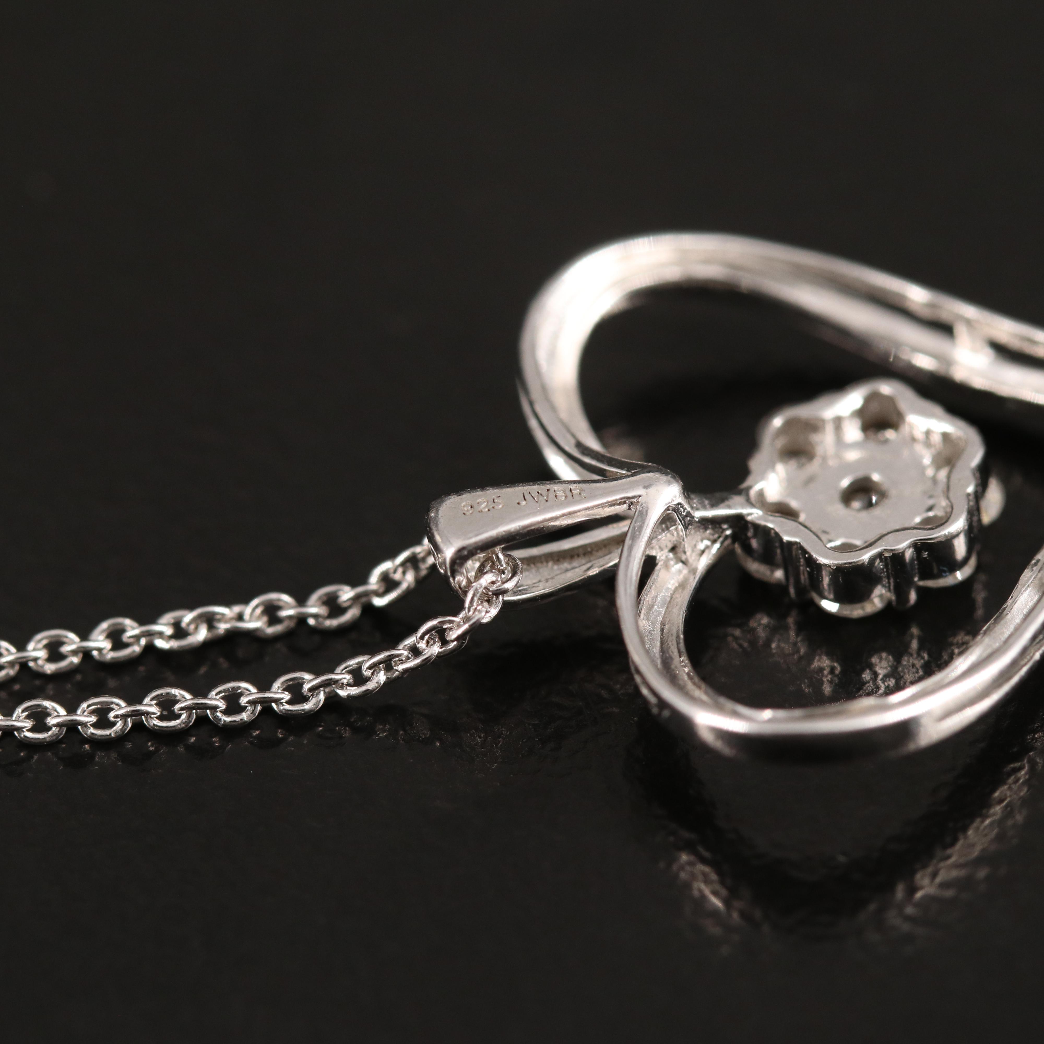 Sterling Diamond Heart Pendant Necklace