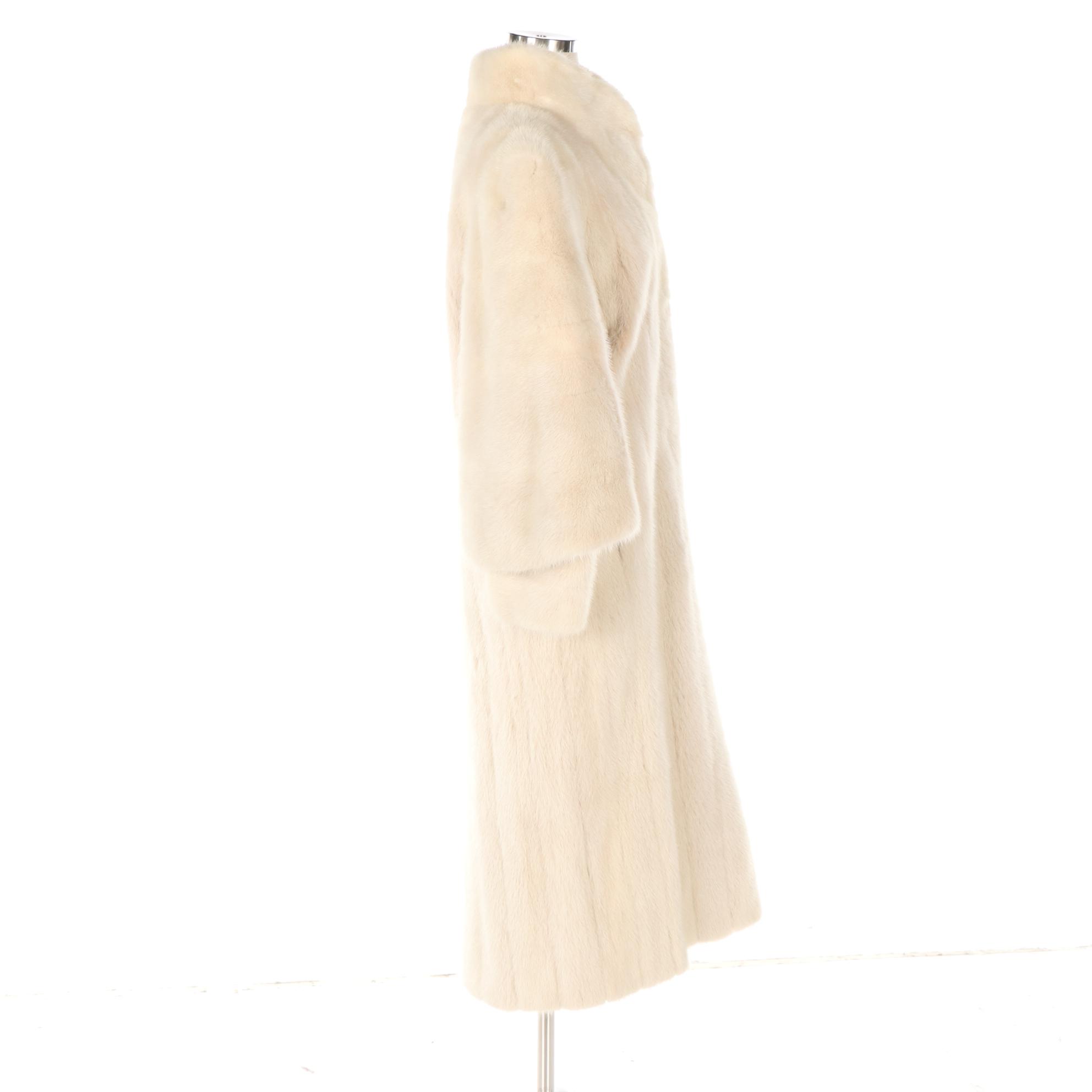 Off-White Mink Fur Coat with Flared Double Sleeves by Flemington Furs