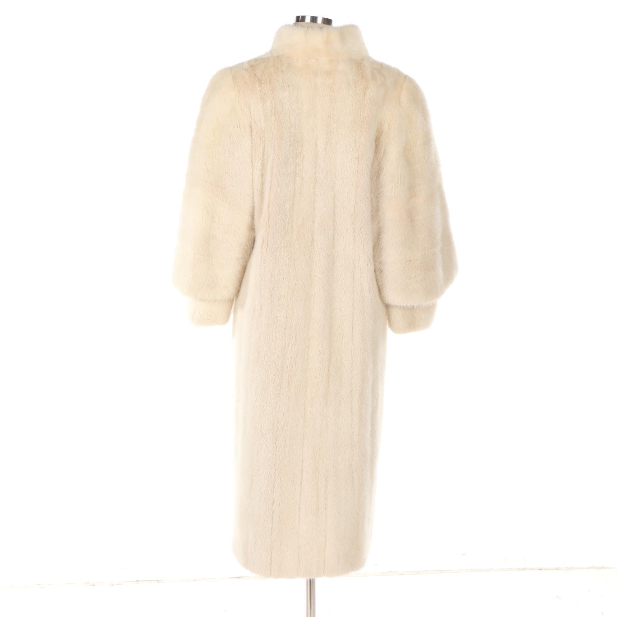 Off-White Mink Fur Coat with Flared Double Sleeves by Flemington Furs