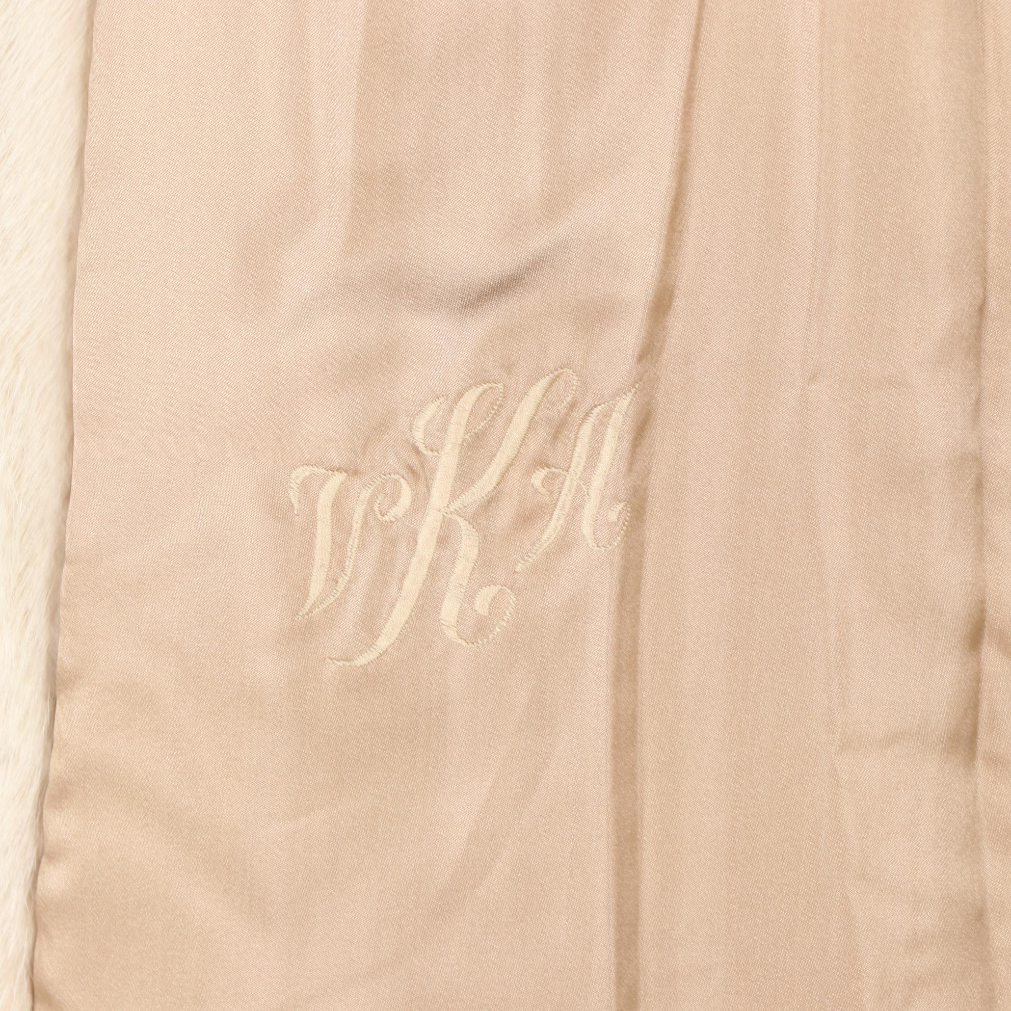 Off-White Mink Fur Coat with Flared Double Sleeves by Flemington Furs