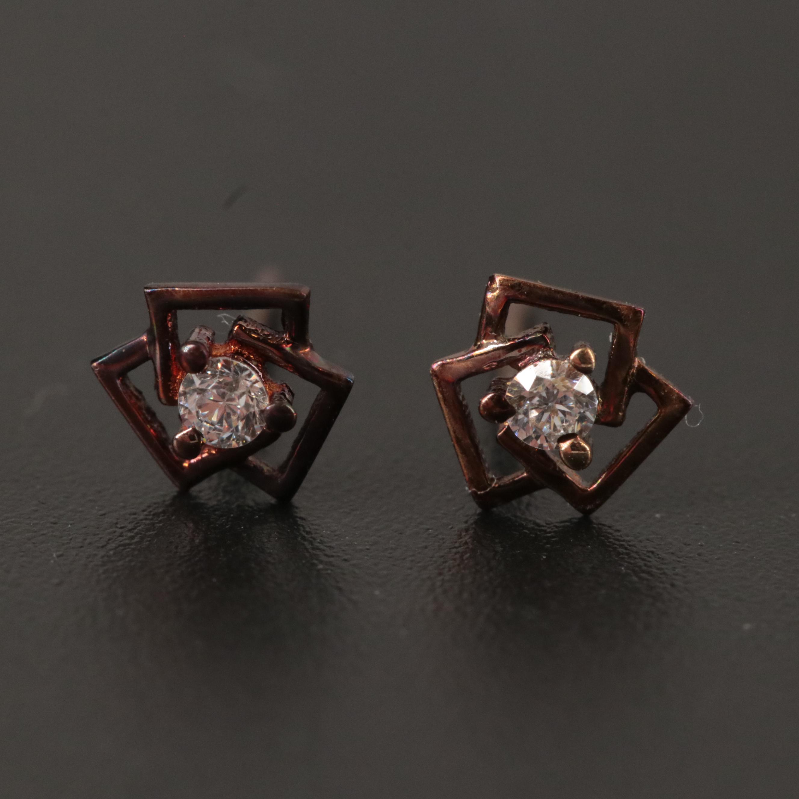 10K Cubic Zirconia Stud Earrings