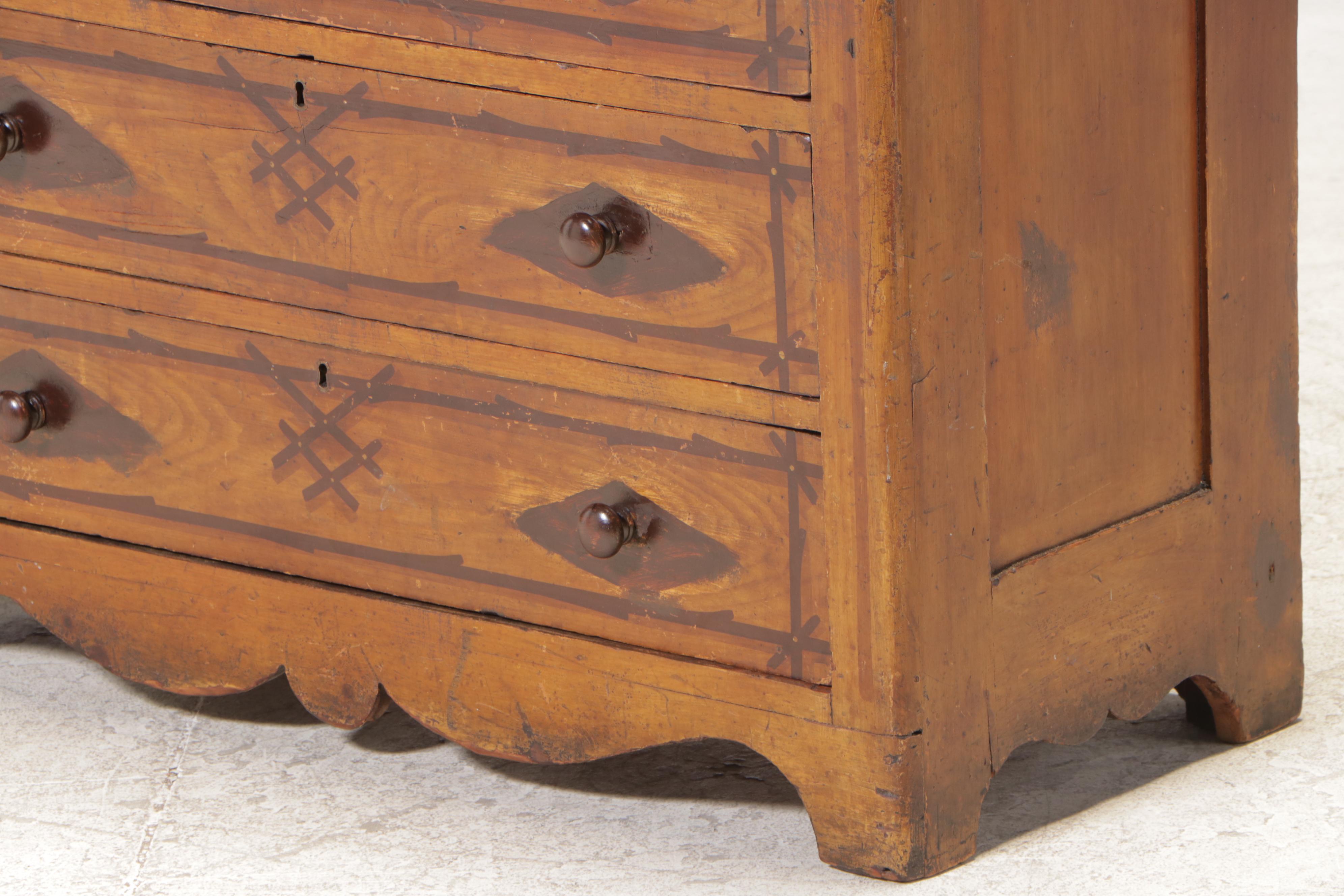 Victorian Paint-Decorated Pine Four-Drawer "Cottage" Chest, Late 19th Century