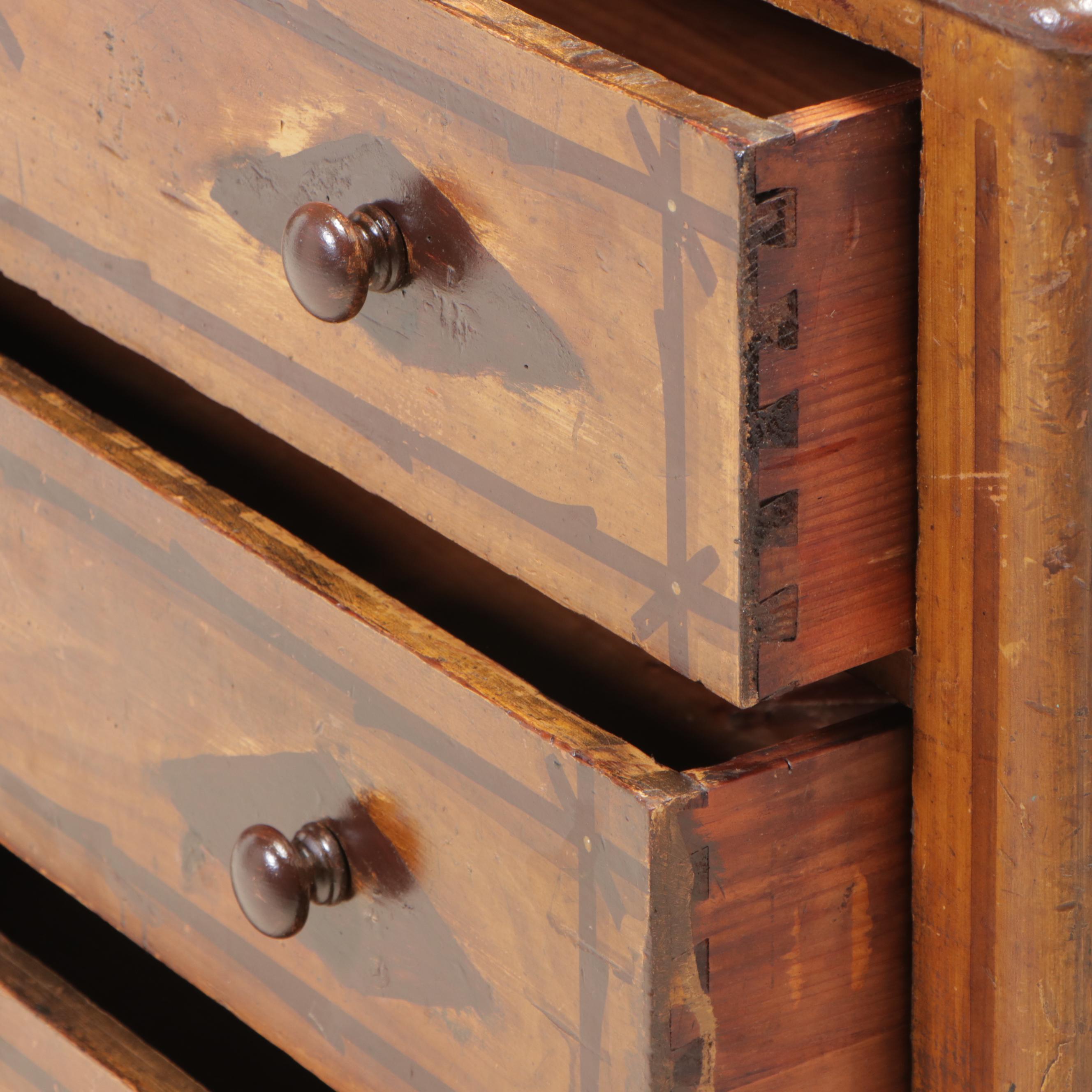 Victorian Paint-Decorated Pine Four-Drawer "Cottage" Chest, Late 19th Century
