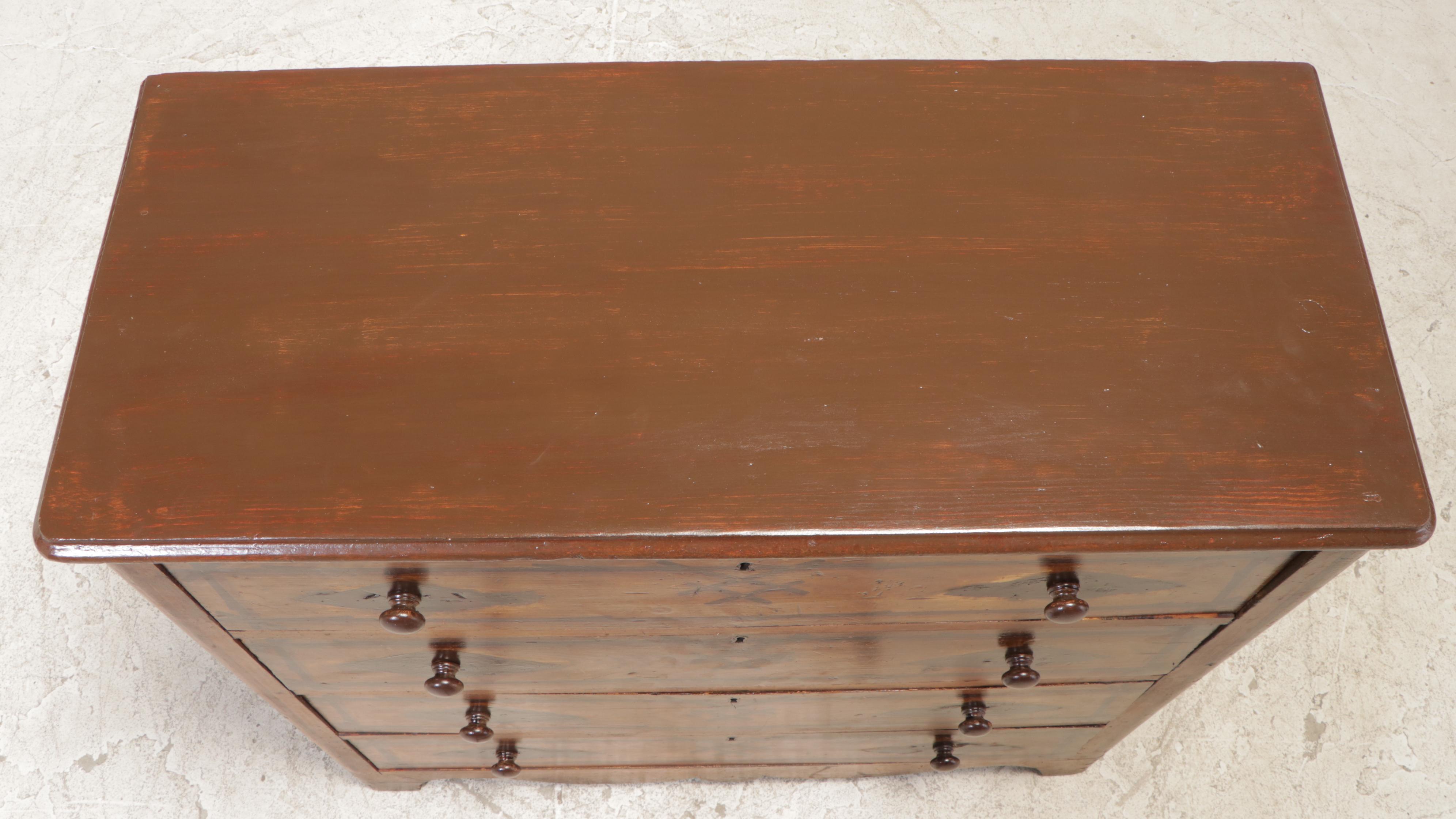 Victorian Paint-Decorated Pine Four-Drawer "Cottage" Chest, Late 19th Century
