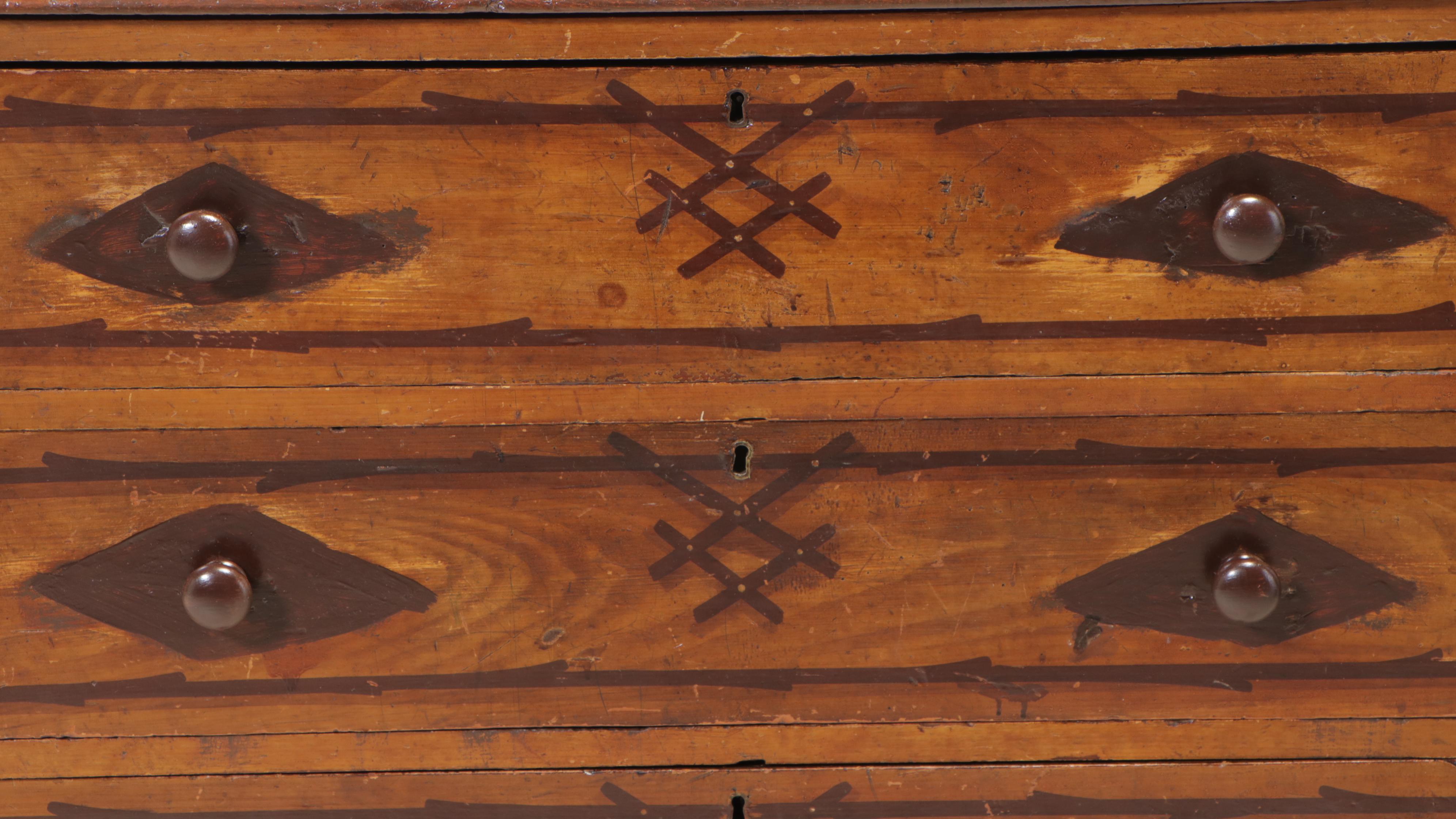 Victorian Paint-Decorated Pine Four-Drawer "Cottage" Chest, Late 19th Century