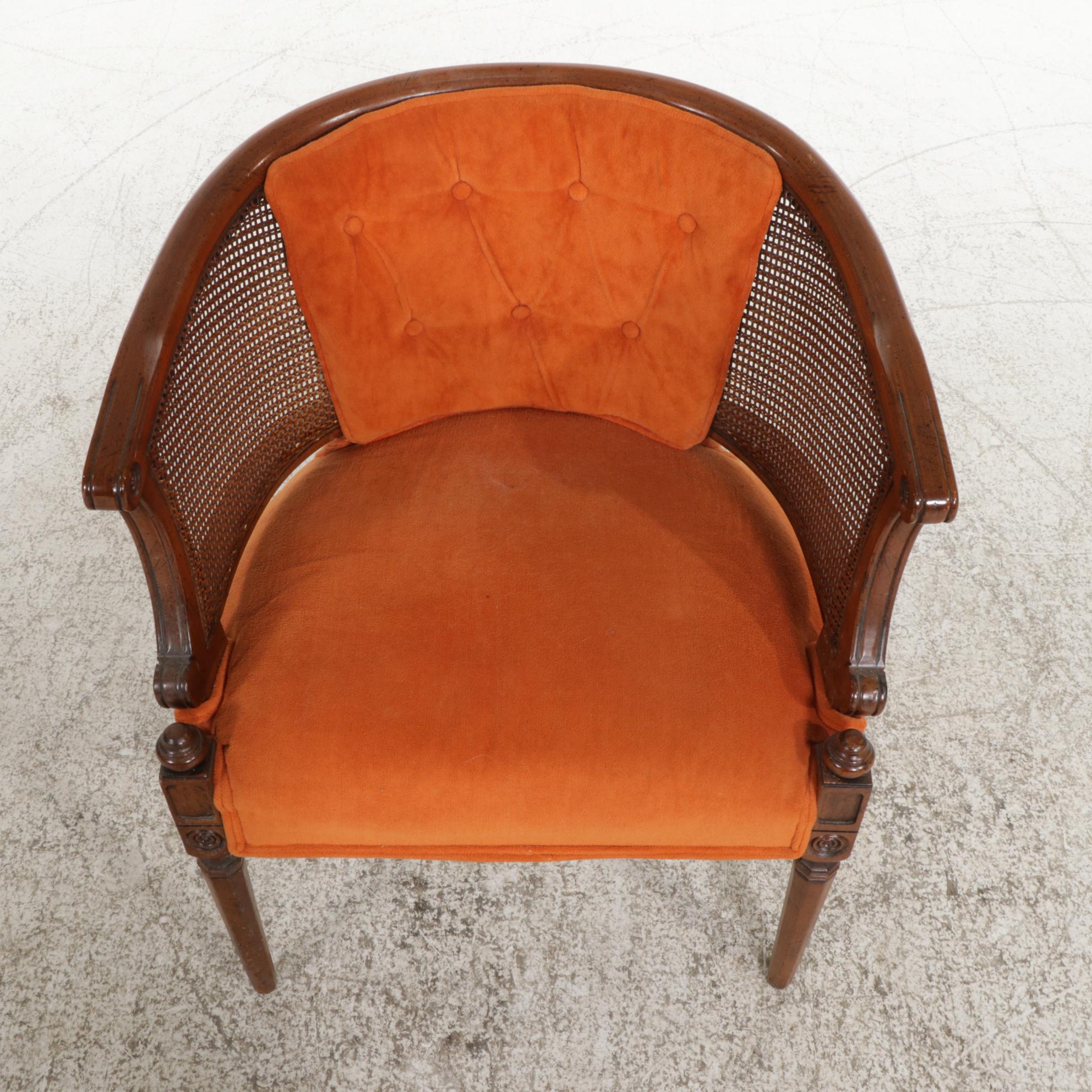 Barrel Back Armchair with Cane Sides, Mid to Late 20th Century