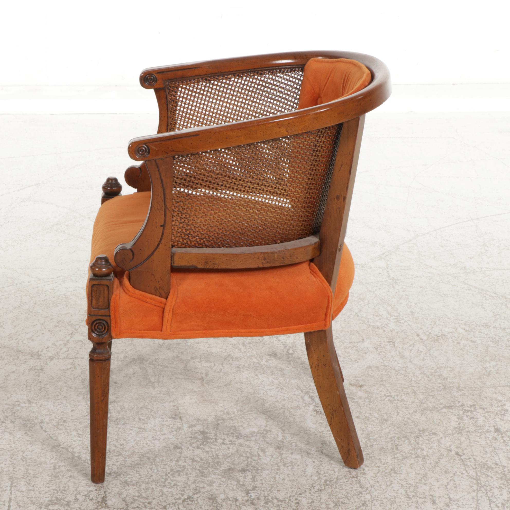 Barrel Back Armchair with Cane Sides, Mid to Late 20th Century