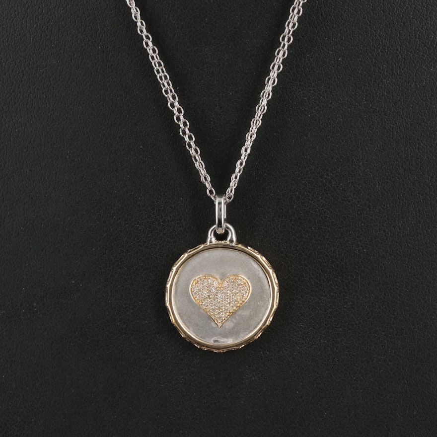 Hallmark Sterling Diamond Heart Pendant Necklace with 14K Accents