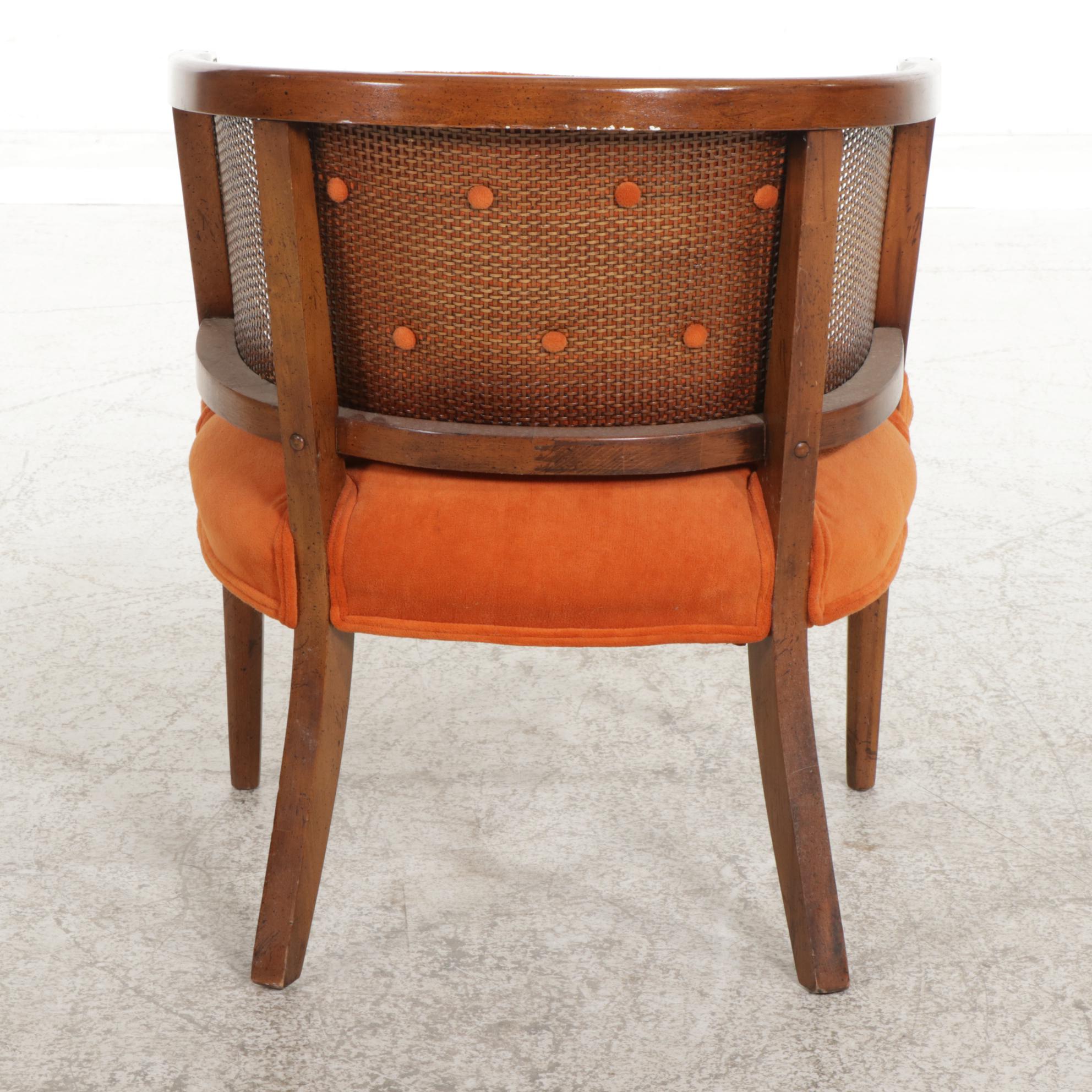 Barrel Back Armchair with Cane Sides, Mid to Late 20th Century