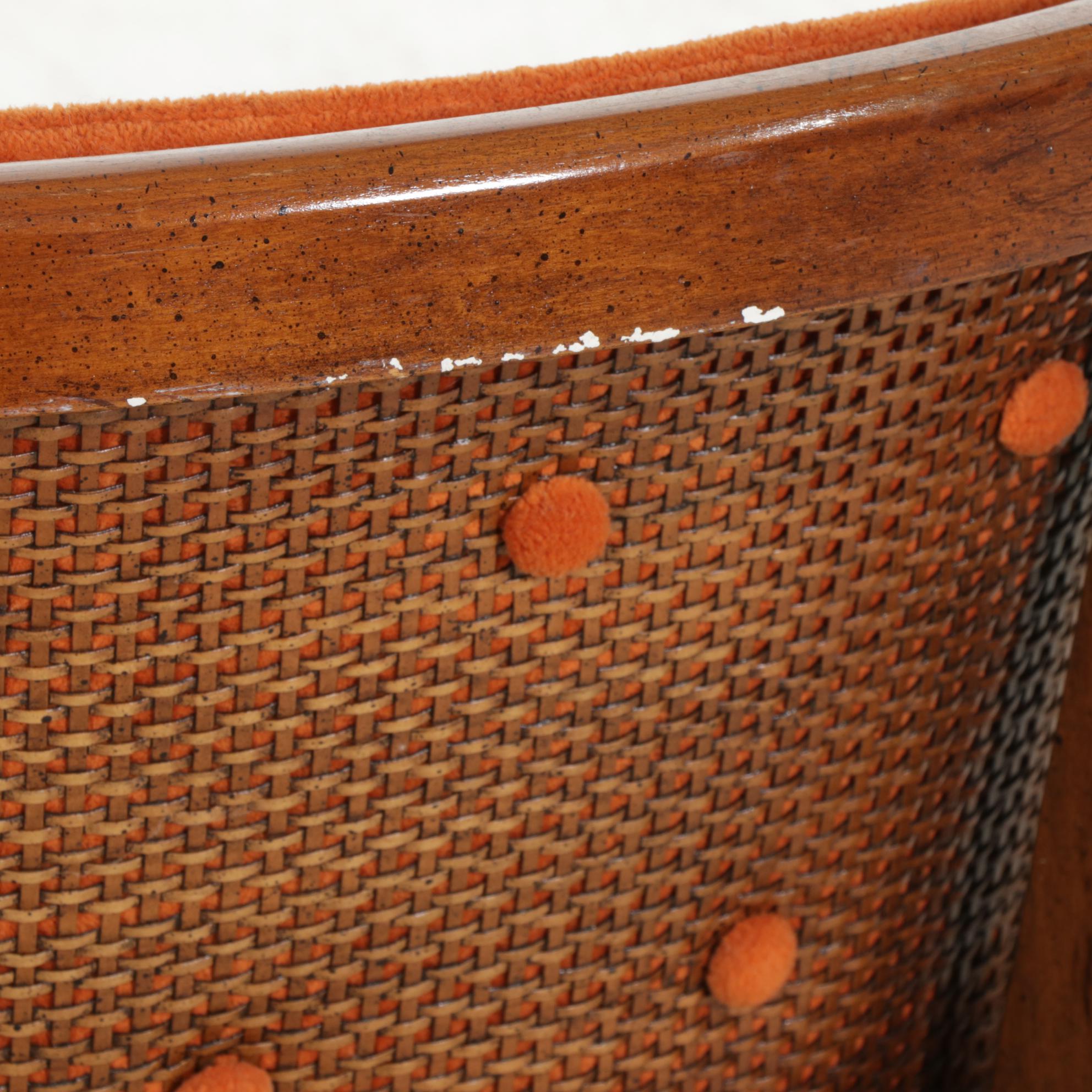 Barrel Back Armchair with Cane Sides, Mid to Late 20th Century