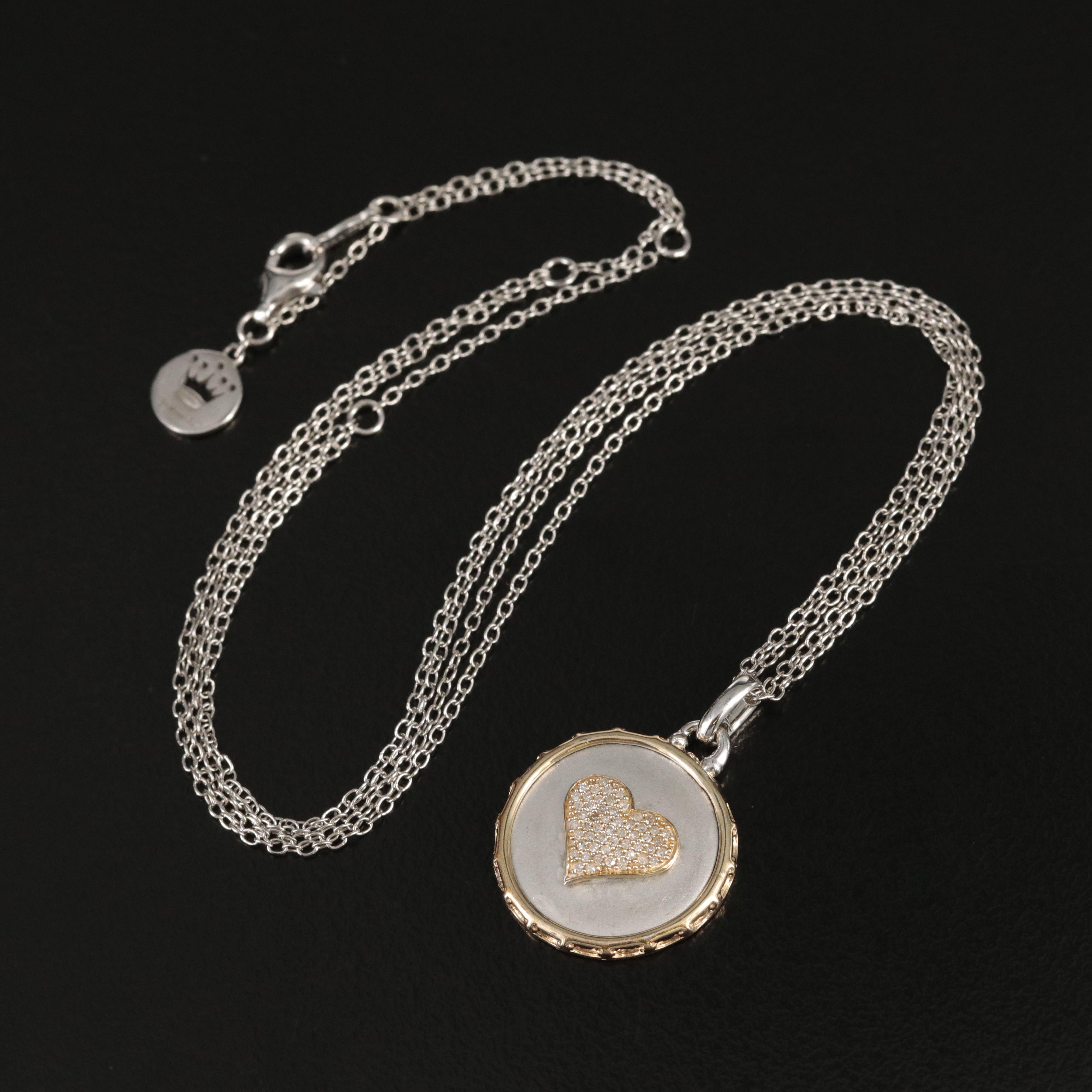 Hallmark Sterling Diamond Heart Pendant Necklace with 14K Accents