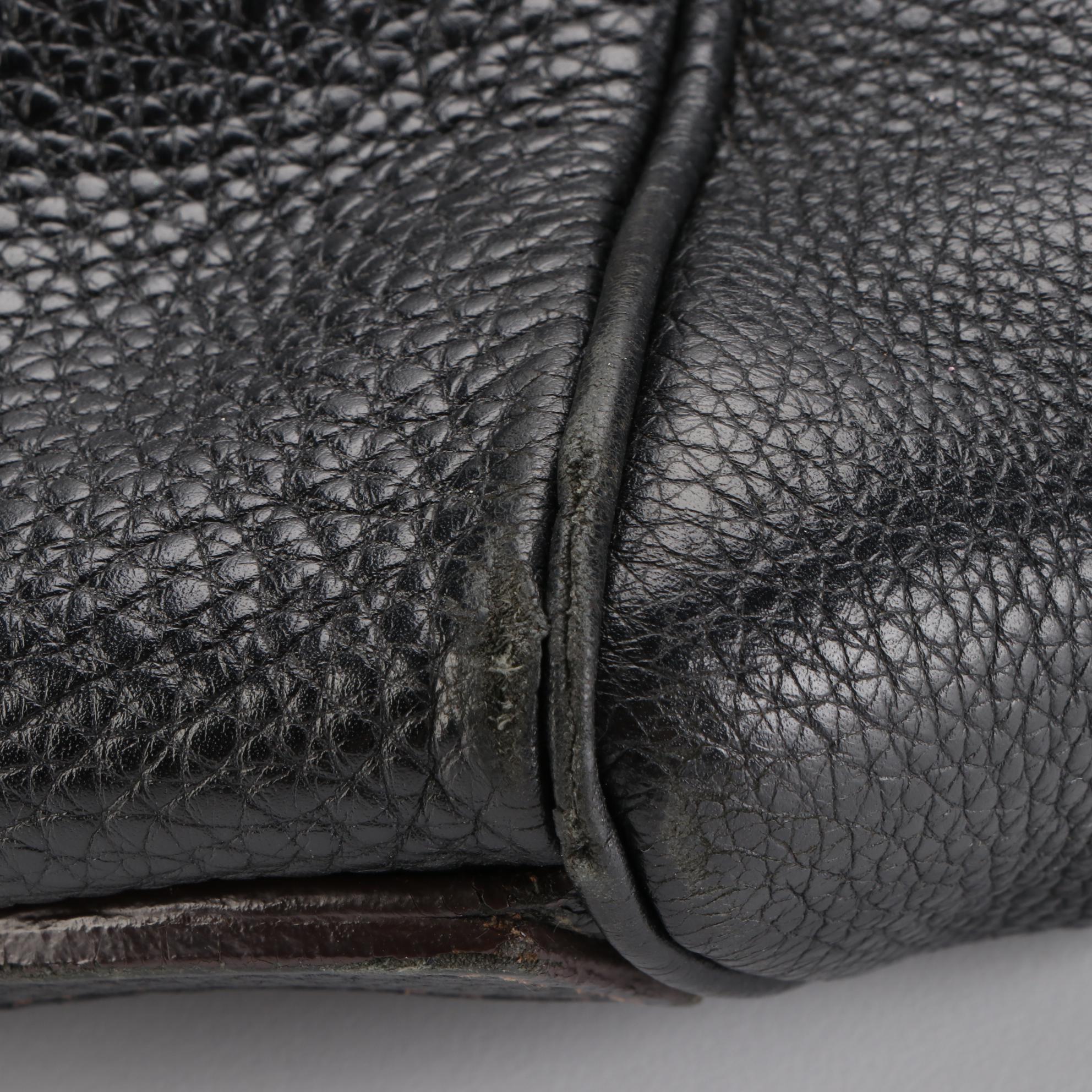 Prada Bauletto Zip Shoulder Bag in Logo-Embossed Black Deerskin Leather