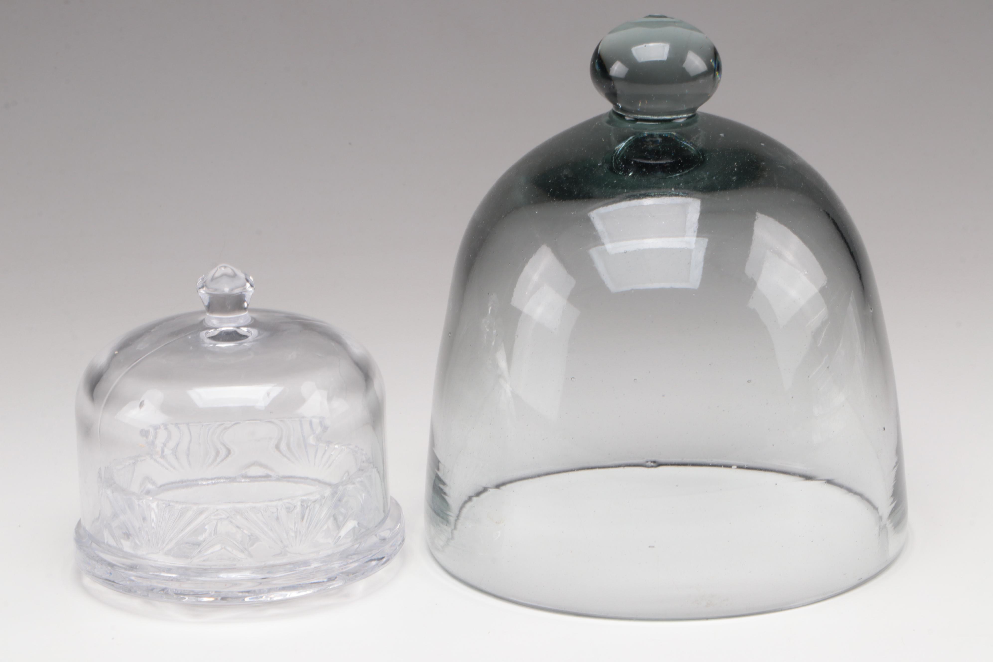 Footed Relish Plateau with Other Pressed Glass Cake Stands and Domes