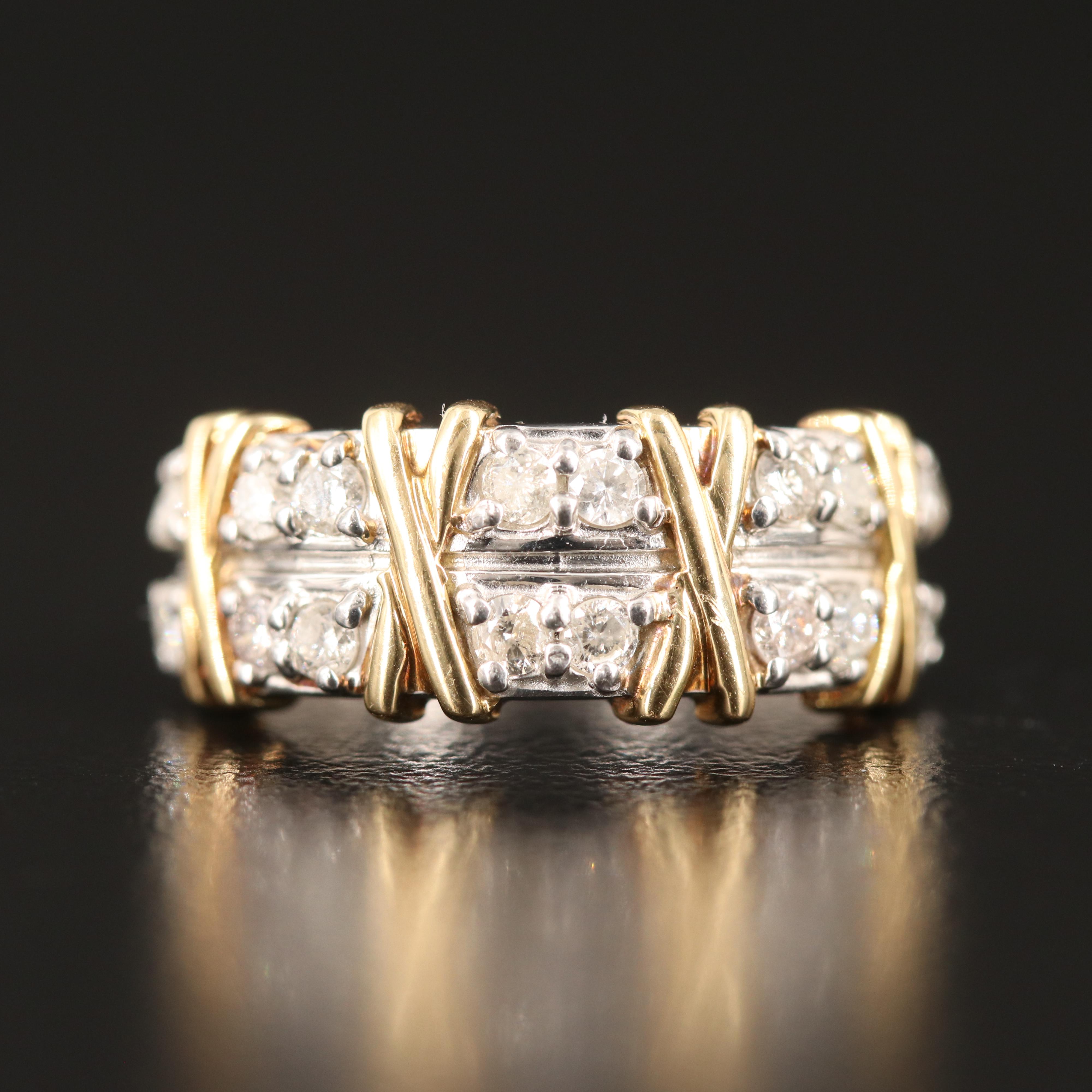 Platinum 0.45 CTW Diamond Ring with 18K Accents