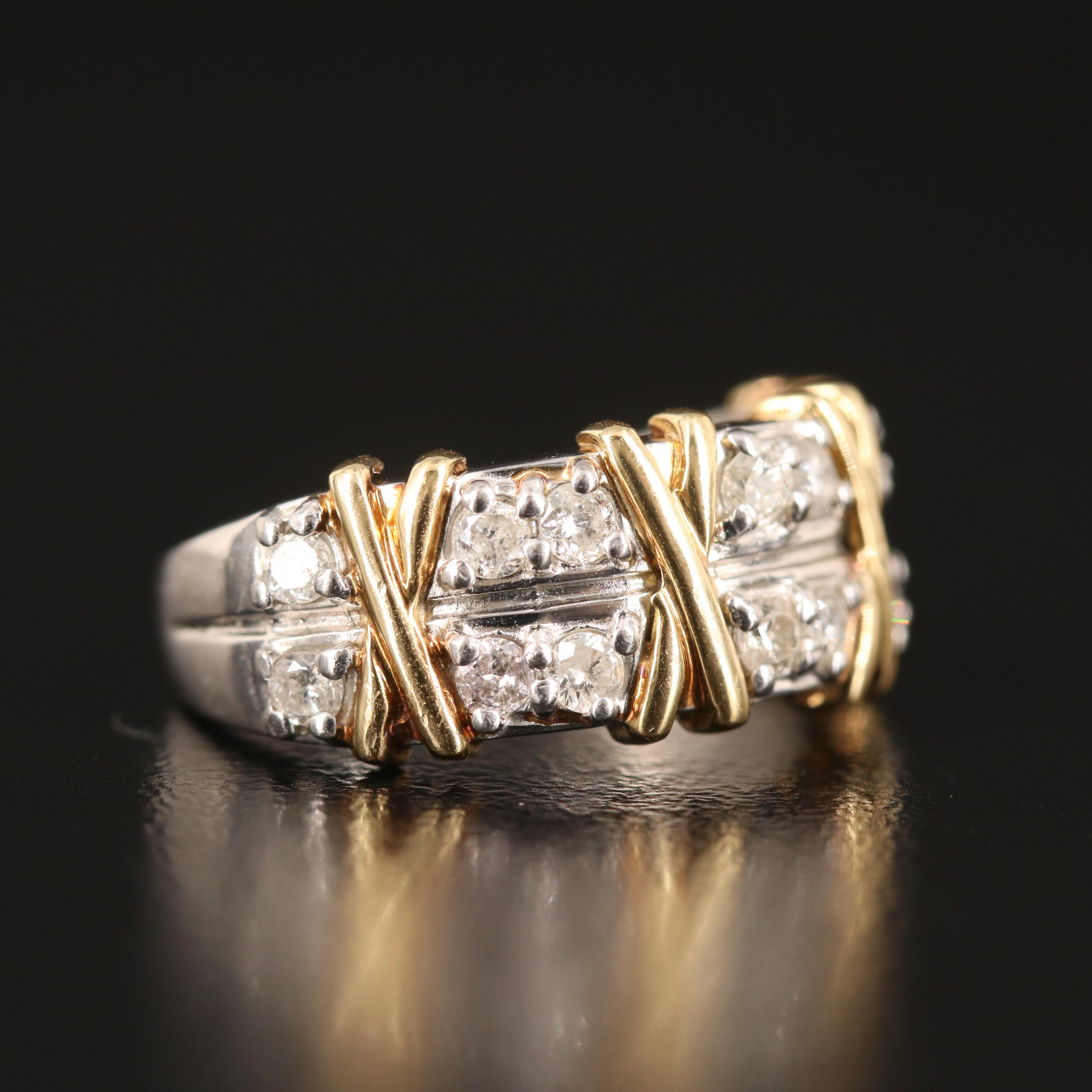 Platinum 0.45 CTW Diamond Ring with 18K Accents